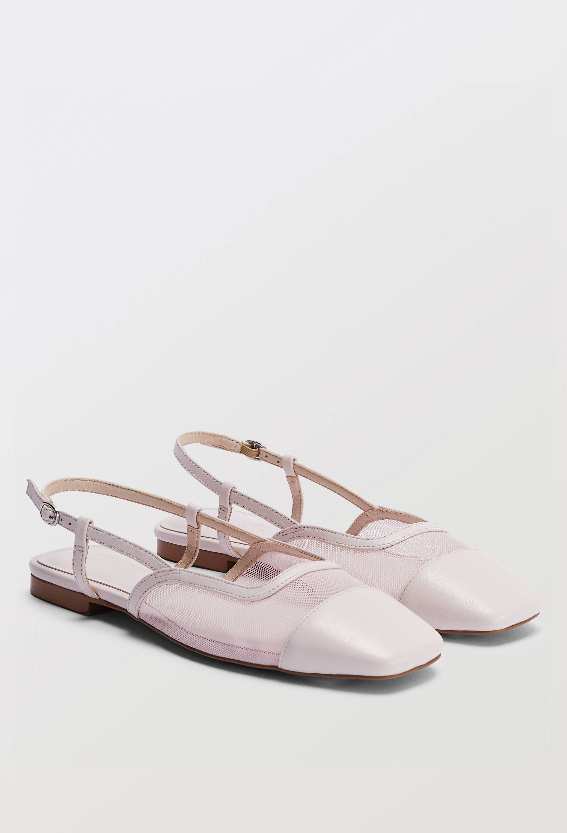 Ballerines &agrave; bride en cuir, Rose clair, swatch image