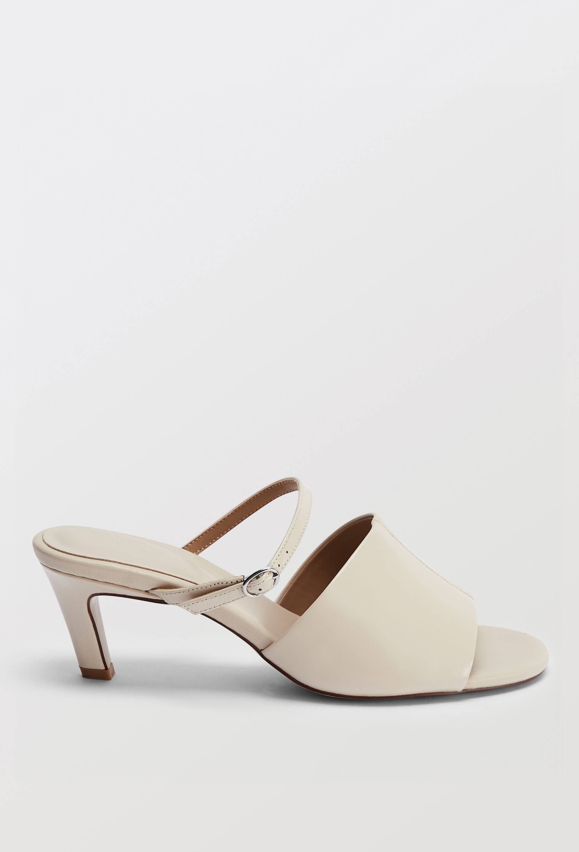 Mules &agrave; talon en cuir, Ecru, large image number 1
