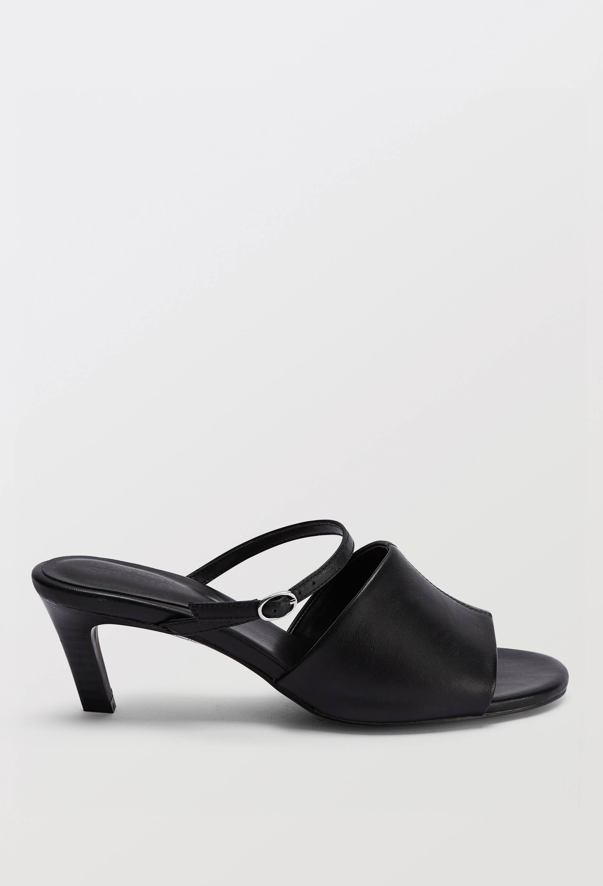 Mules &agrave; talon en cuir, Noir, large image number 1