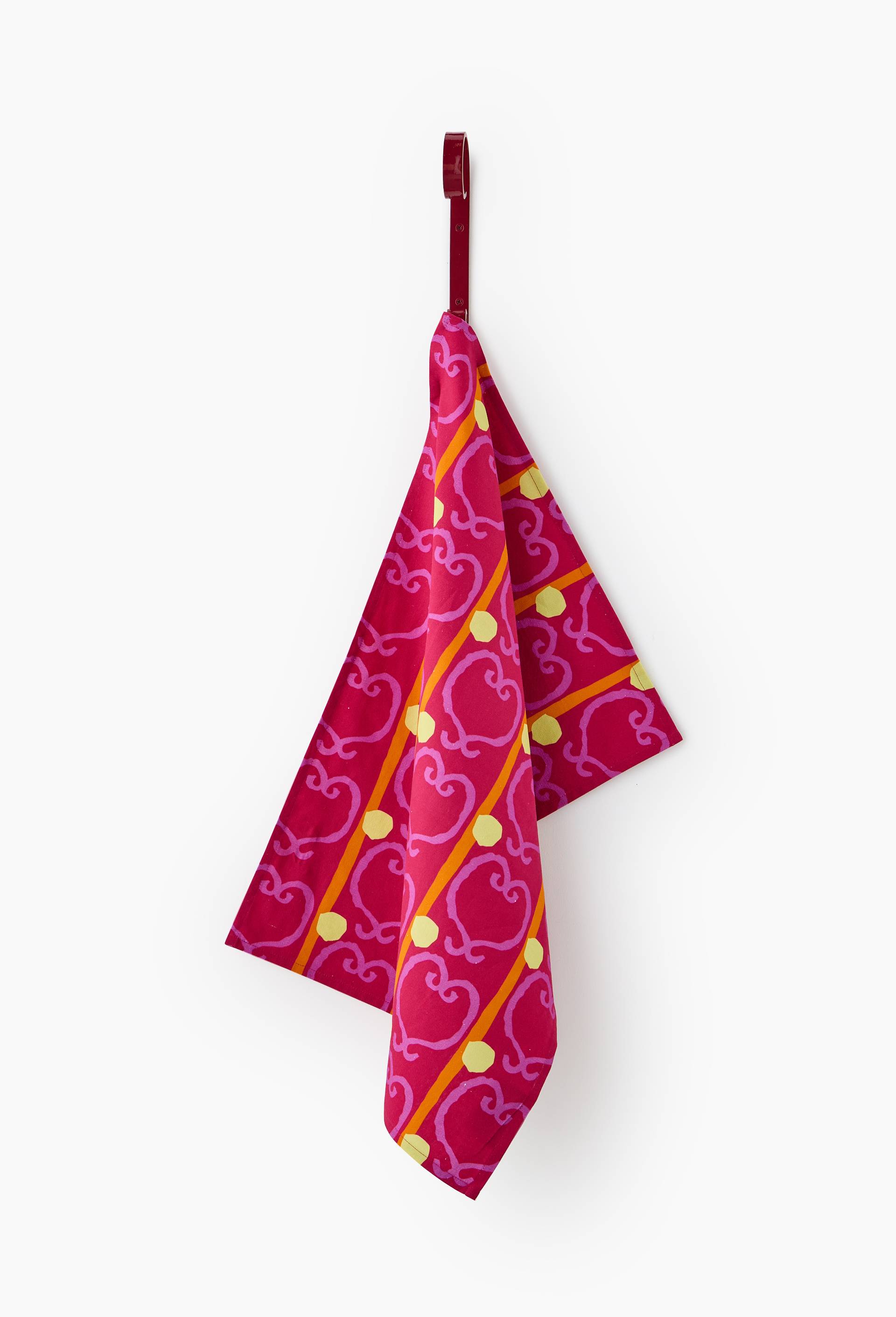 Torchon imprim&eacute;, 50x70cm, en coton - LES CRAFTIES x MONOPRIX, Rouge fonc&eacute;, large image number 1