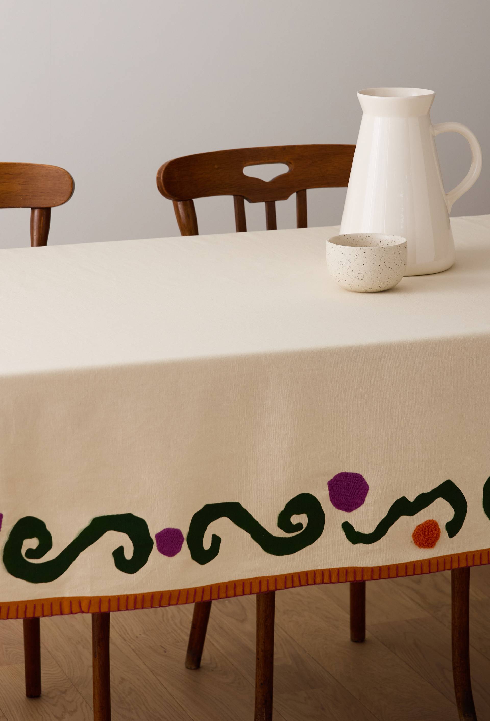 Nappe brod&eacute;e, 175x250cm, en coton - LES CRAFTIES x MONOPRIX, Ecru, large image number 1.0