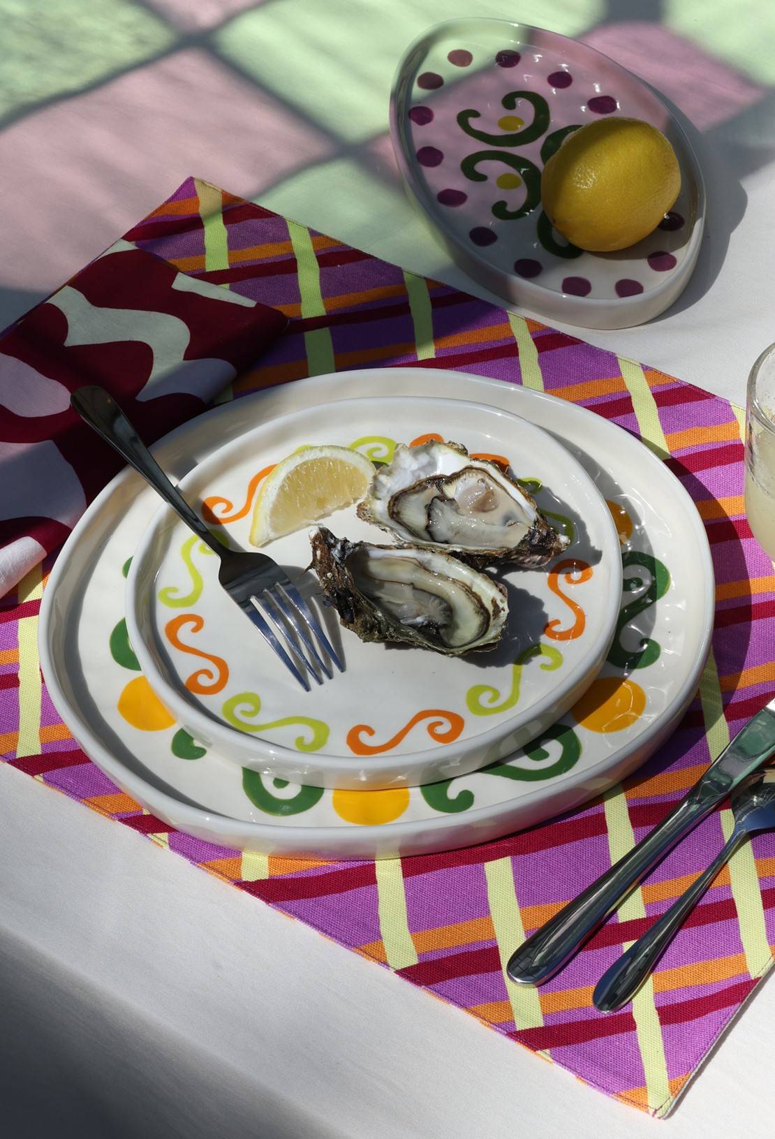 Assiette dessert, 20x21cm, en c&eacute;ramique - LES CRAFTIES x MONOPRIX, Multicolore, large image number 0