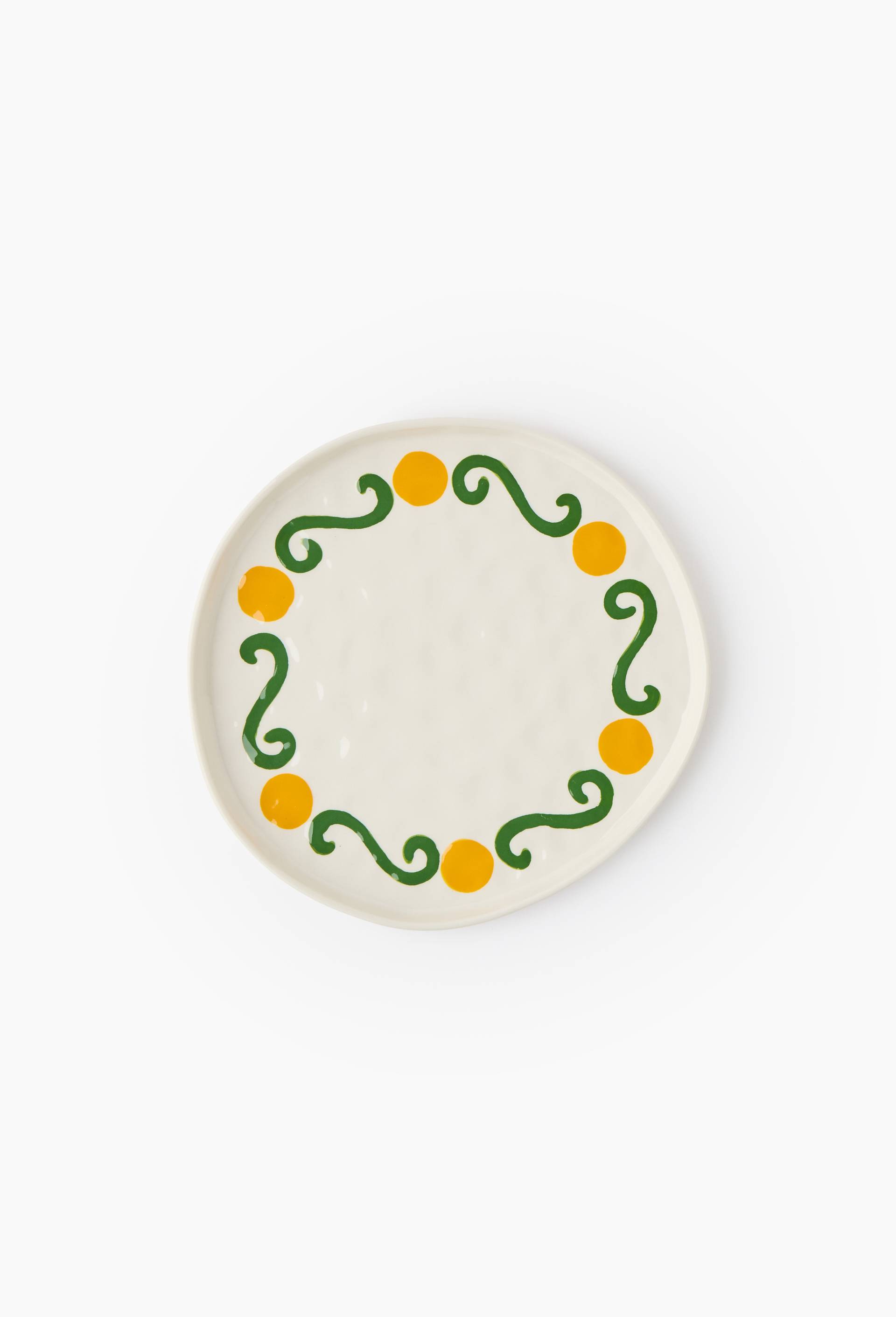 Assiette d&icirc;ner, 27cm, en c&eacute;ramique - LES CRAFTIES x MONOPRIX, Ecru, large image number 1