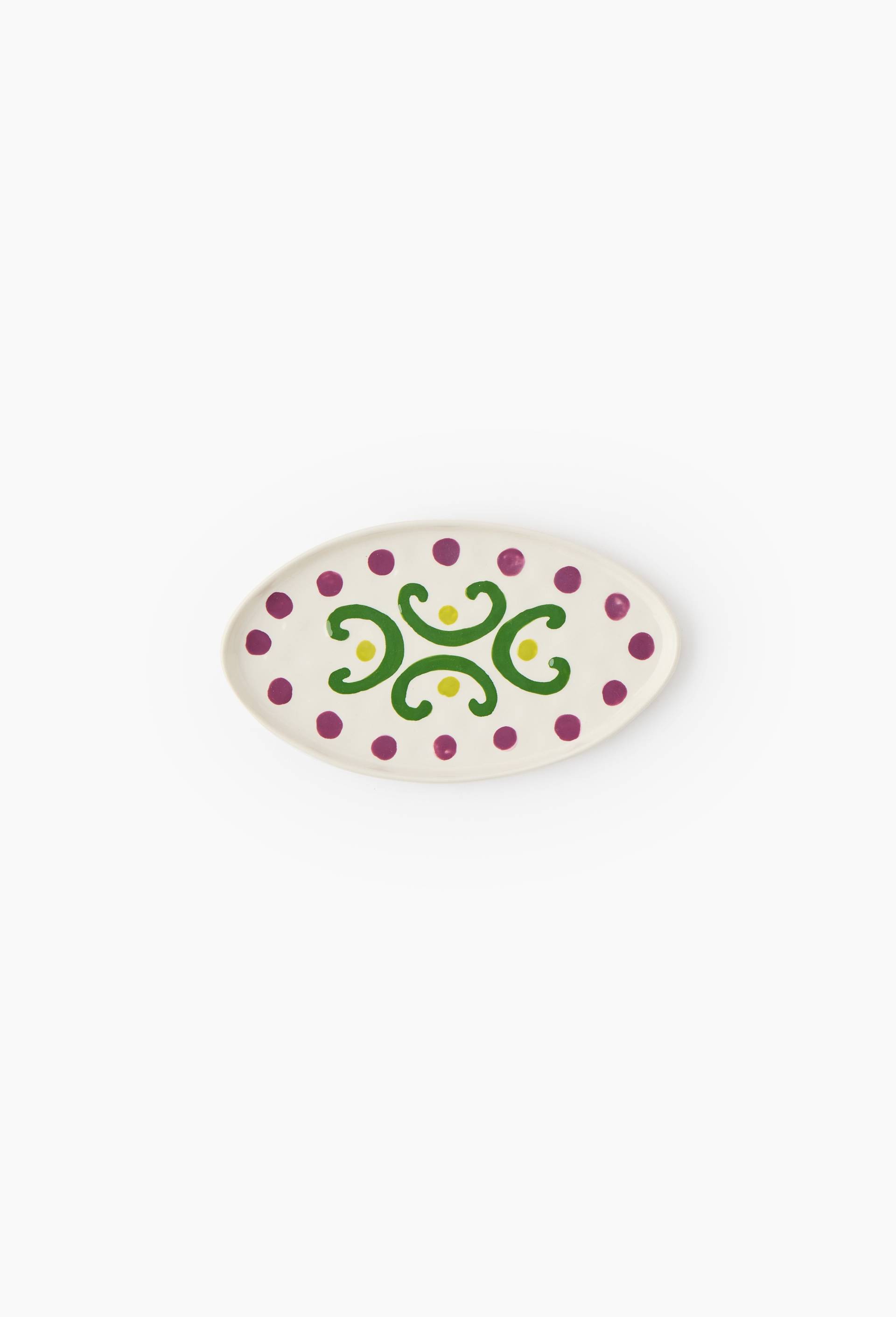 Plat ovale, 13.5x24cm, en c&eacute;ramique - LES CRAFTIES x MONOPRIX, Ecru, large image number 1