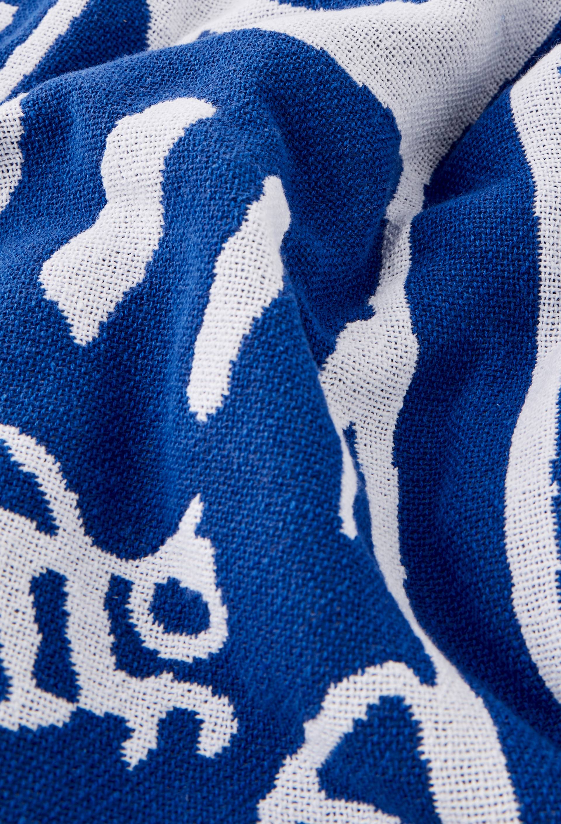 Plaid en jacquard, 130x180cm, en coton - BD GRAFT x MONOPRIX, Bleu fonc&eacute;, large image number 3