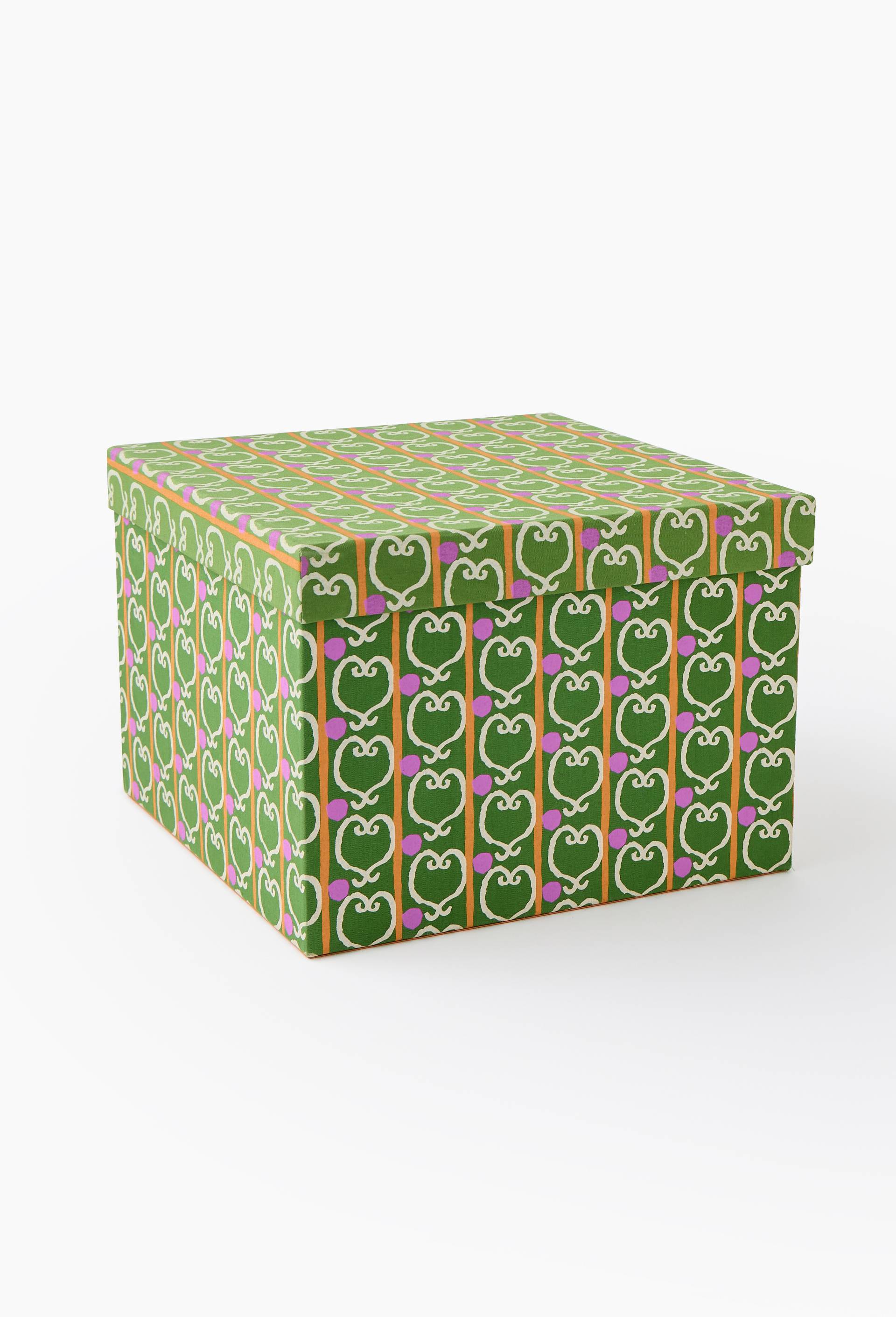 Bo&icirc;te carr&eacute;e imprim&eacute;e, 33.5x35cm - LES CRAFTIES x MONOPRIX, Vert fonc&eacute;, large image number 0.0