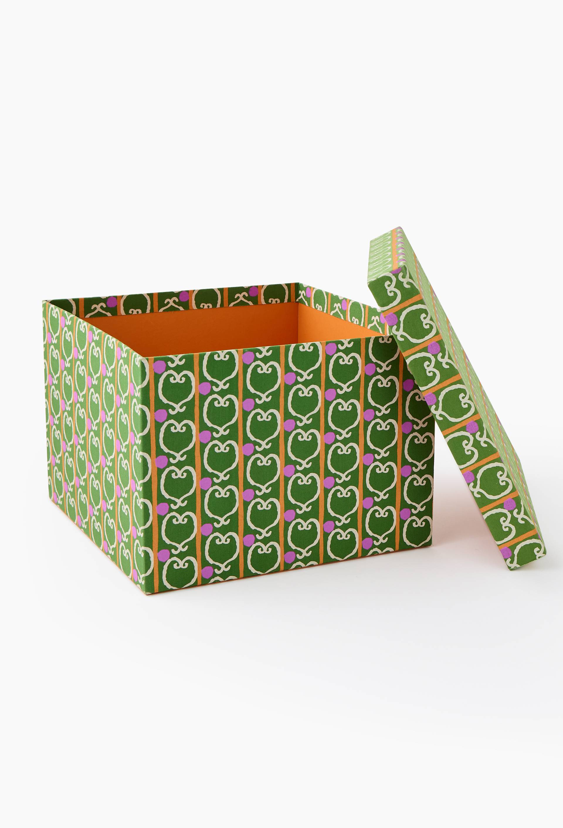 Bo&icirc;te carr&eacute;e imprim&eacute;e, 33.5x35cm - LES CRAFTIES x MONOPRIX, Vert fonc&eacute;, large image number 1