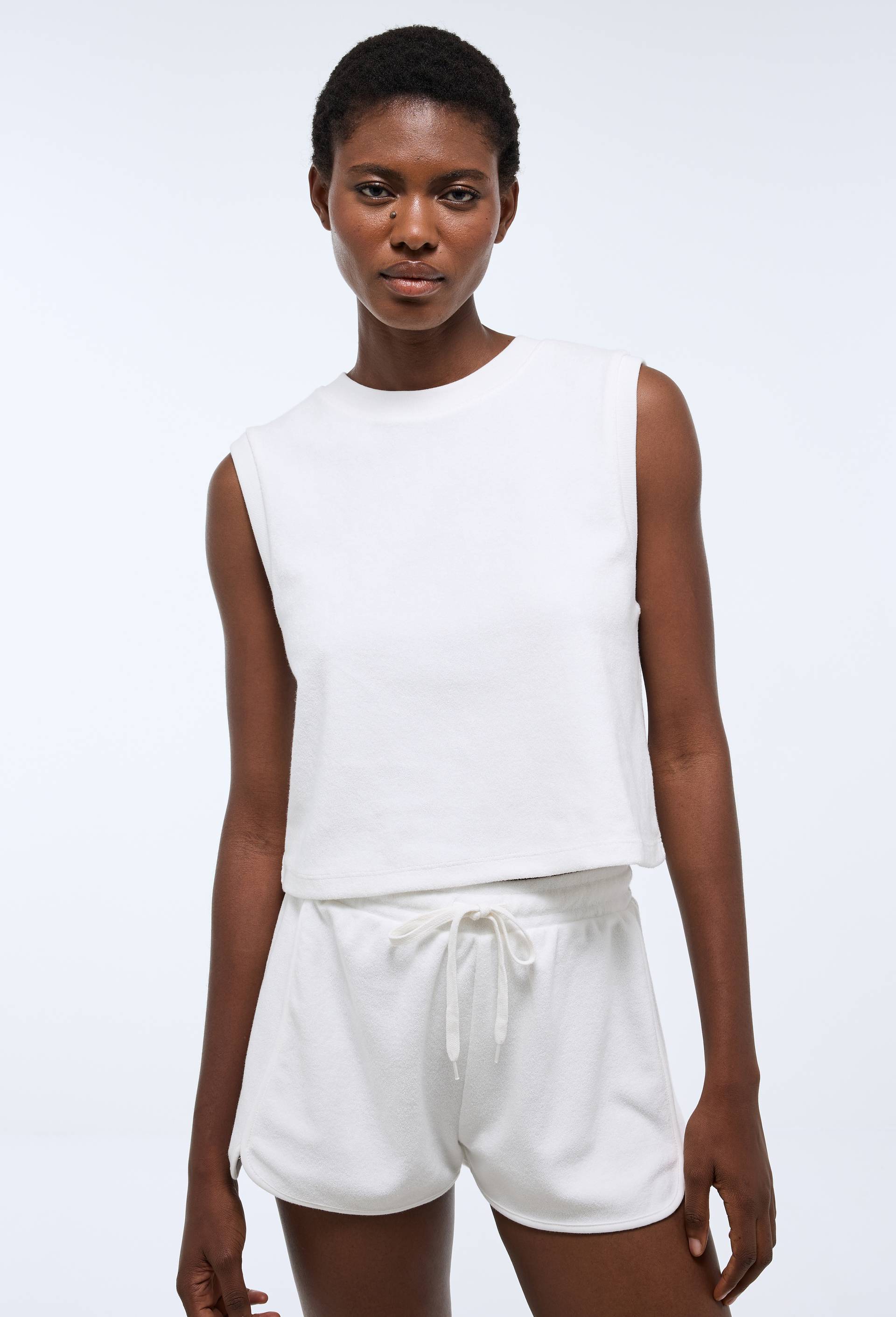 T-shirt sans manches en &eacute;ponge, Ecru, swatch image