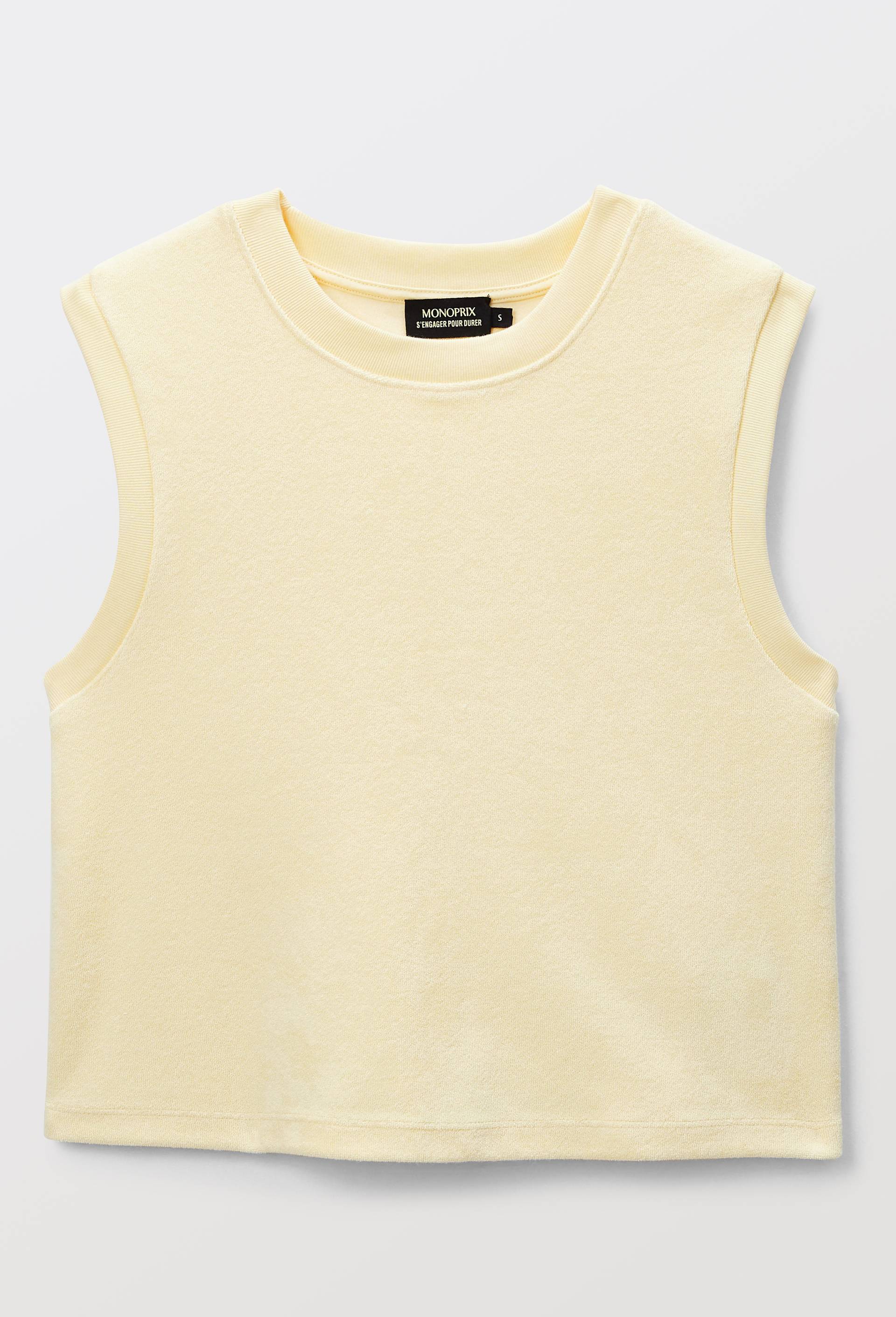 T-shirt sans manches en &eacute;ponge, Jaune clair, large