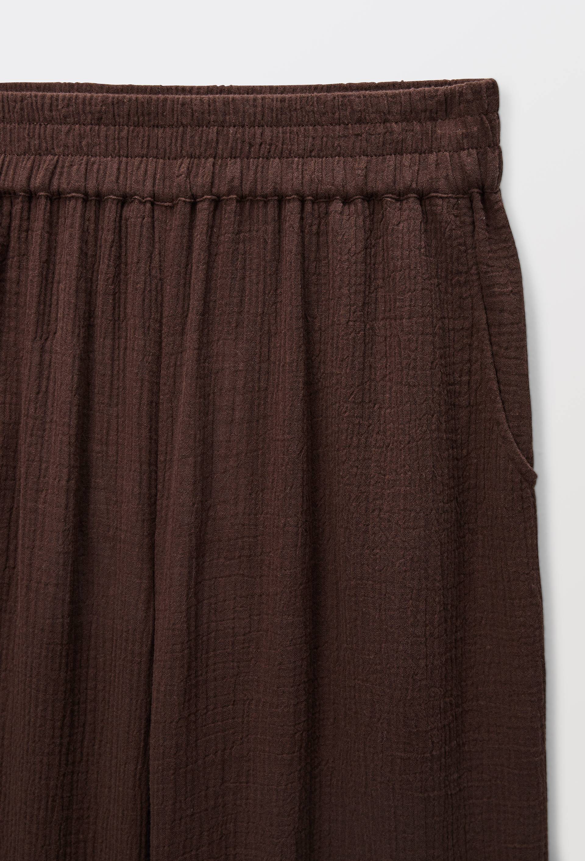 Pantalon de plage en double gaze de coton BIO GOTS, Brun fonc&eacute;, large image number 3