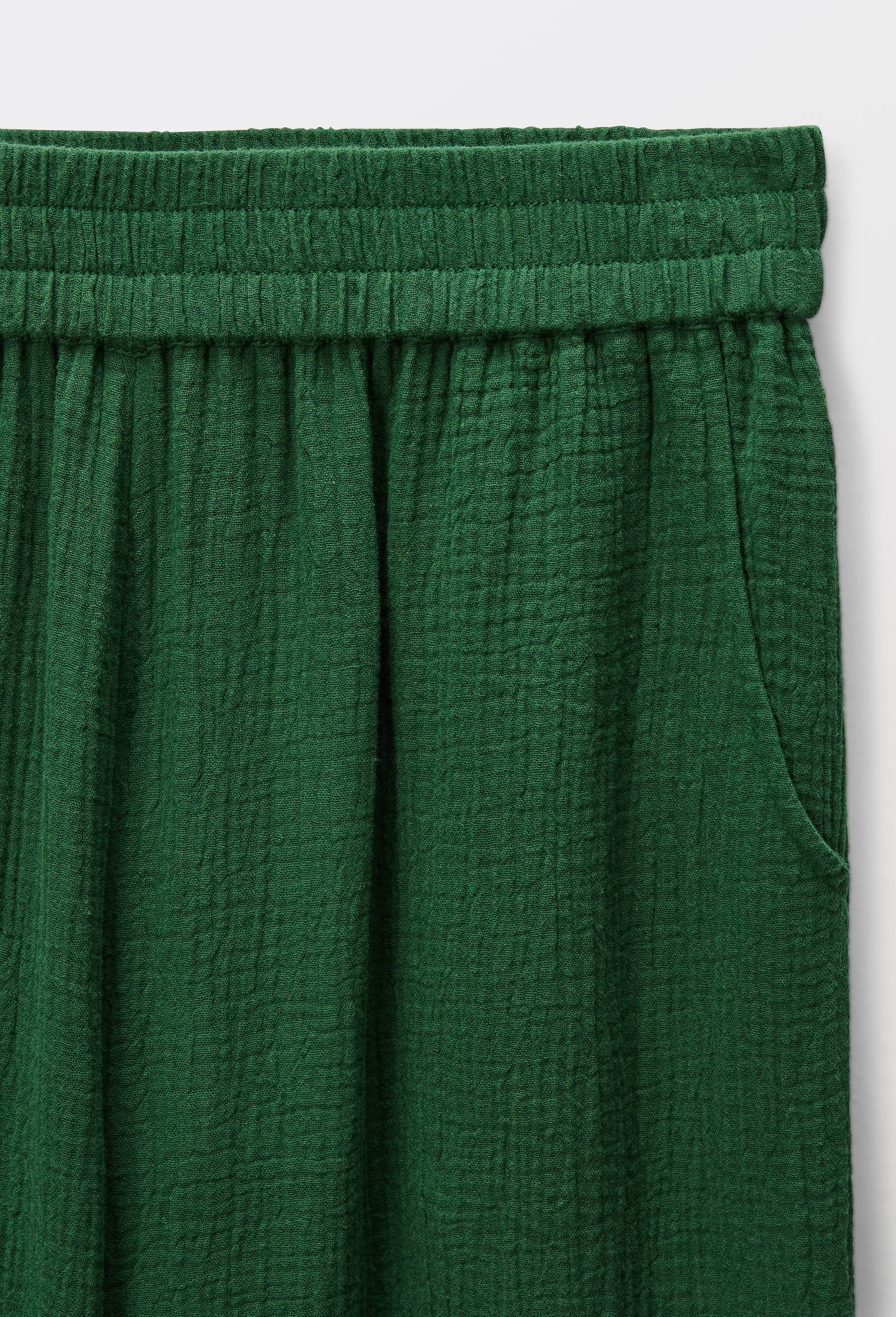 Pantalon de plage en double gaze de coton BIO GOTS, Vert fonc&eacute;, large image number 3
