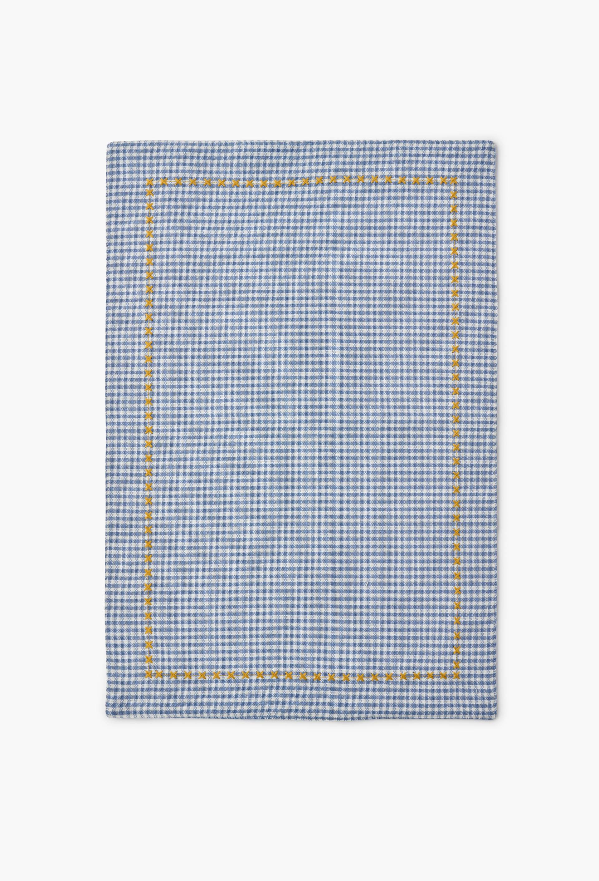 Set de table bicolore, 33x48cm, 100% coton, Bleu, large image number 0