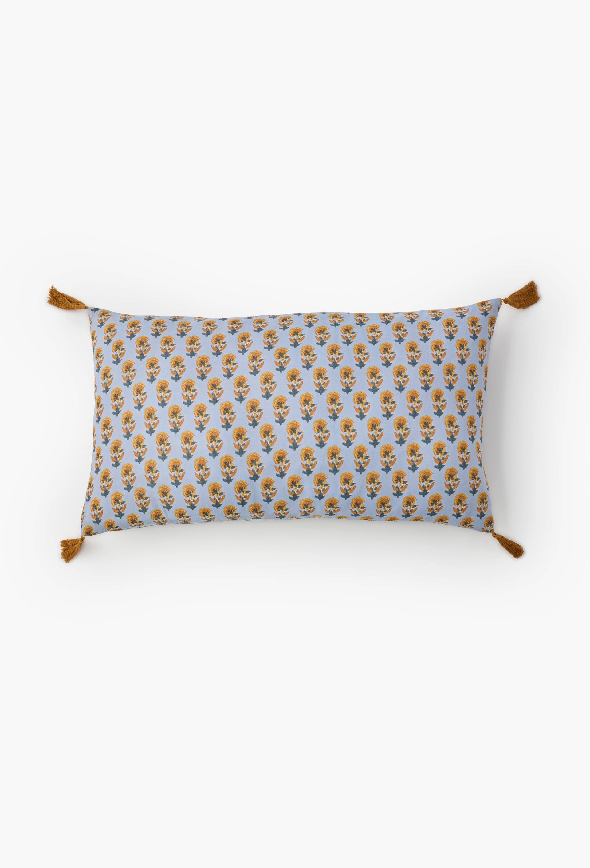 Coussin en voile de coton imprim&eacute;, 30x50cm, Bleu clair, large image number 0