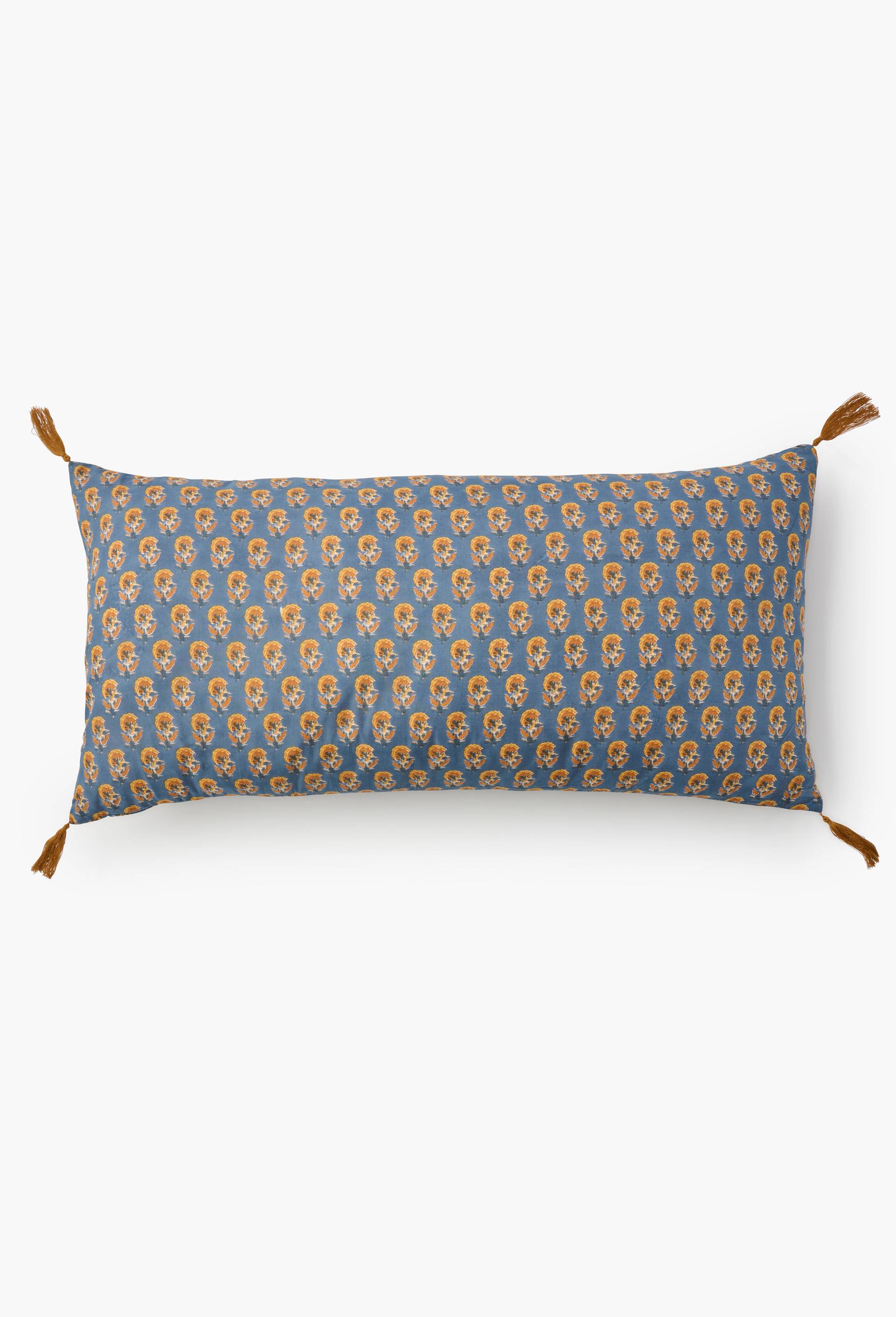 Coussin rectangulaire imprim&eacute;, 35x70cm, 100% coton, Bleu, large image number 0.0