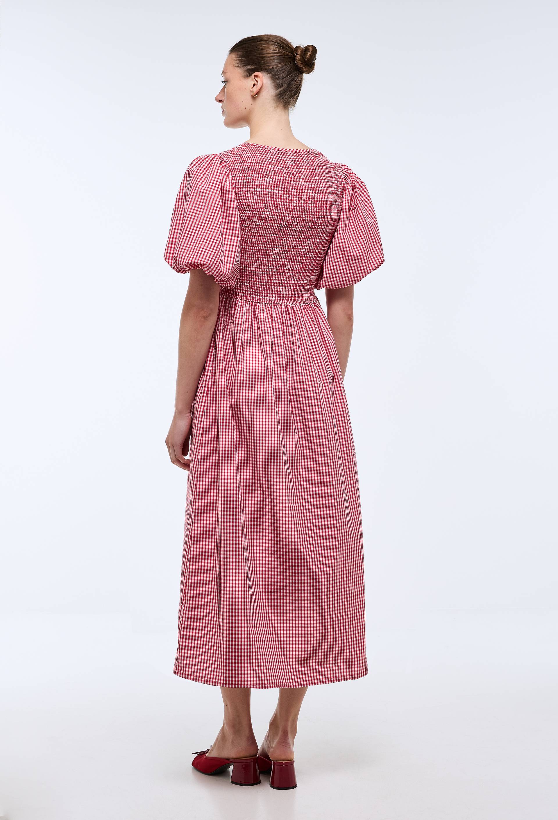 Robe midi avec smocks en coton BIO GOTS, Rouge, large image number 1.0