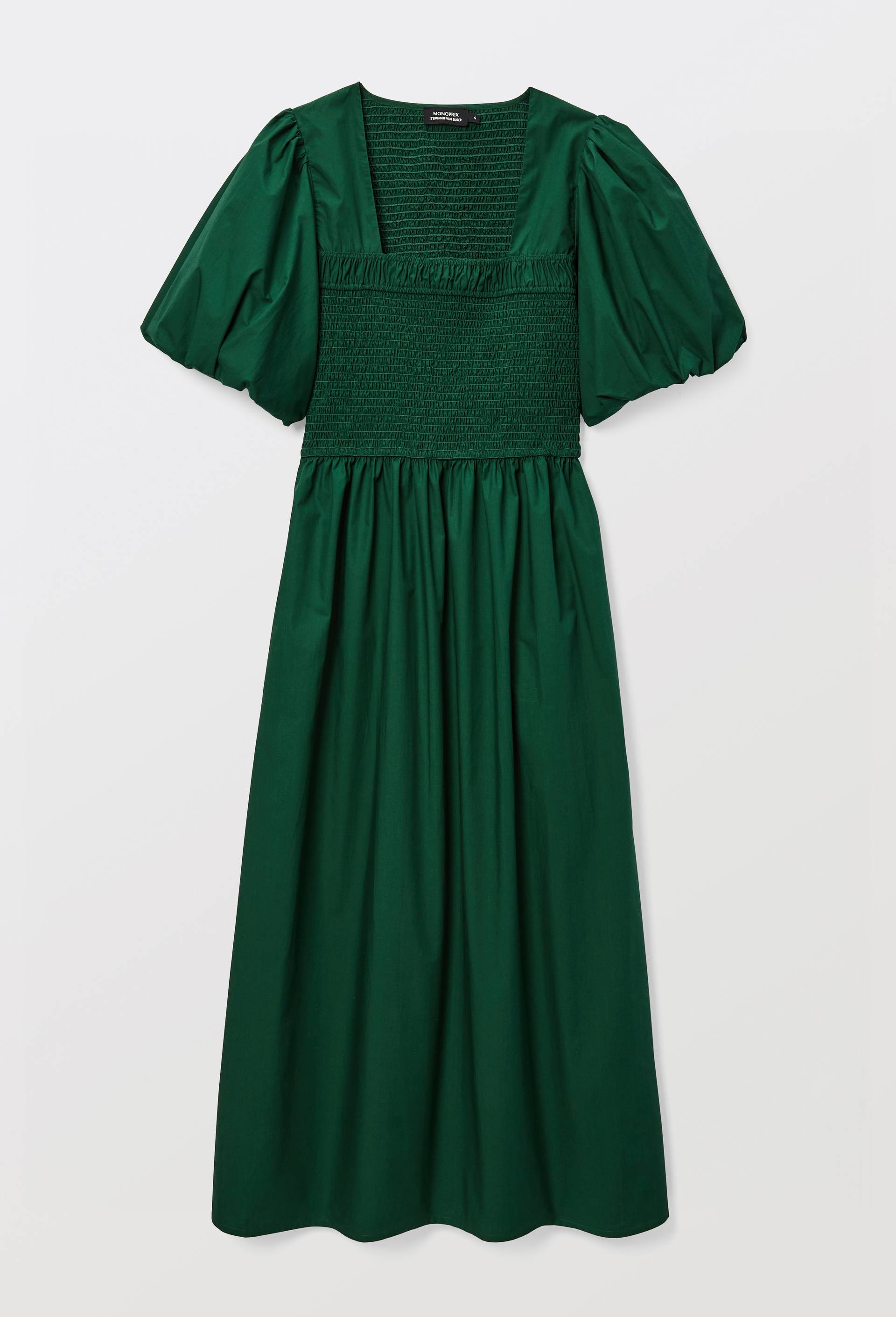 Robe midi avec smocks en coton BIO GOTS, Vert fonc&eacute;, large image number 2.0
