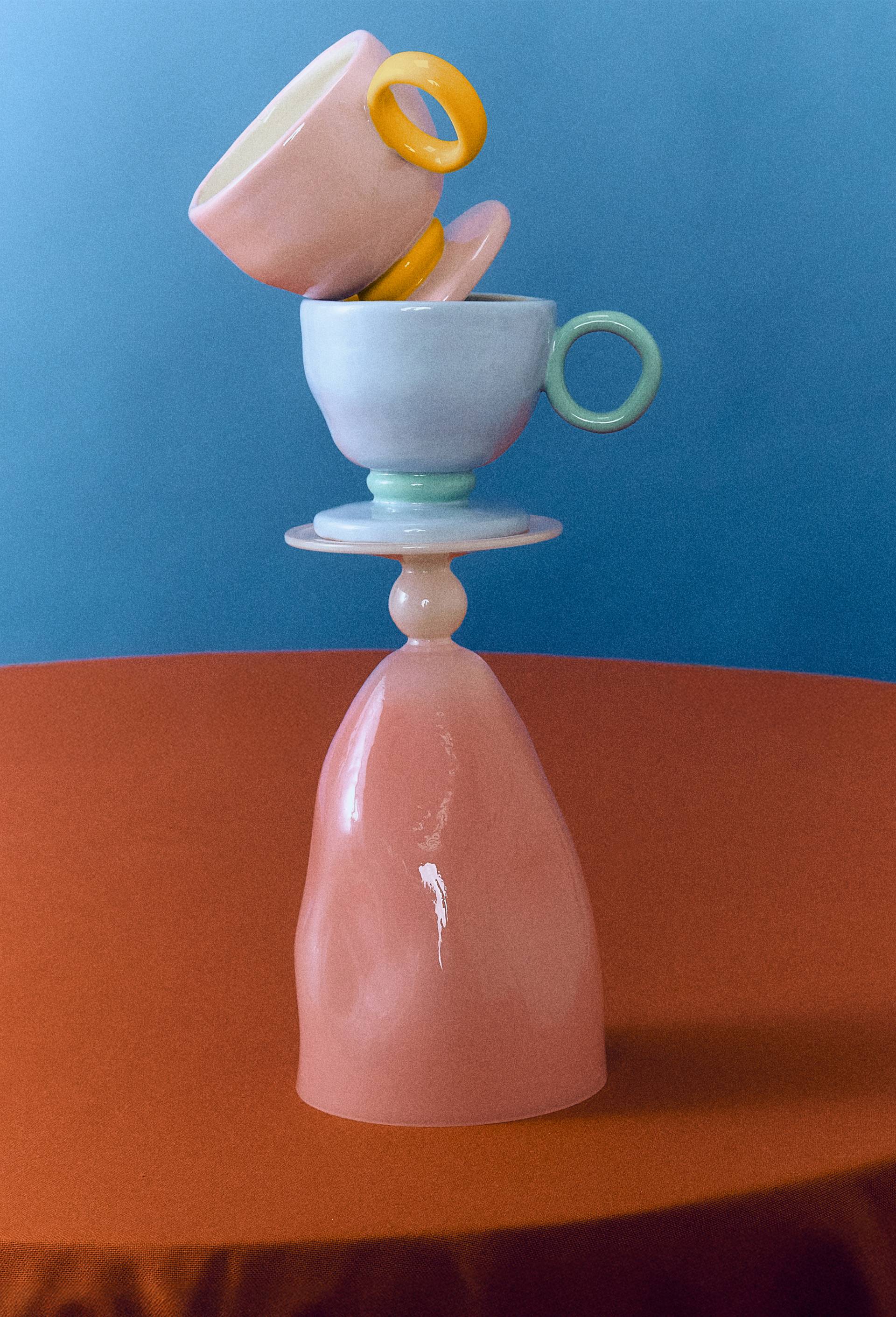 Tasse &agrave; caf&eacute;, 9x13cm, en c&eacute;ramique - BEN ARPEA x MONOPRIX, Rose clair, large image number 2