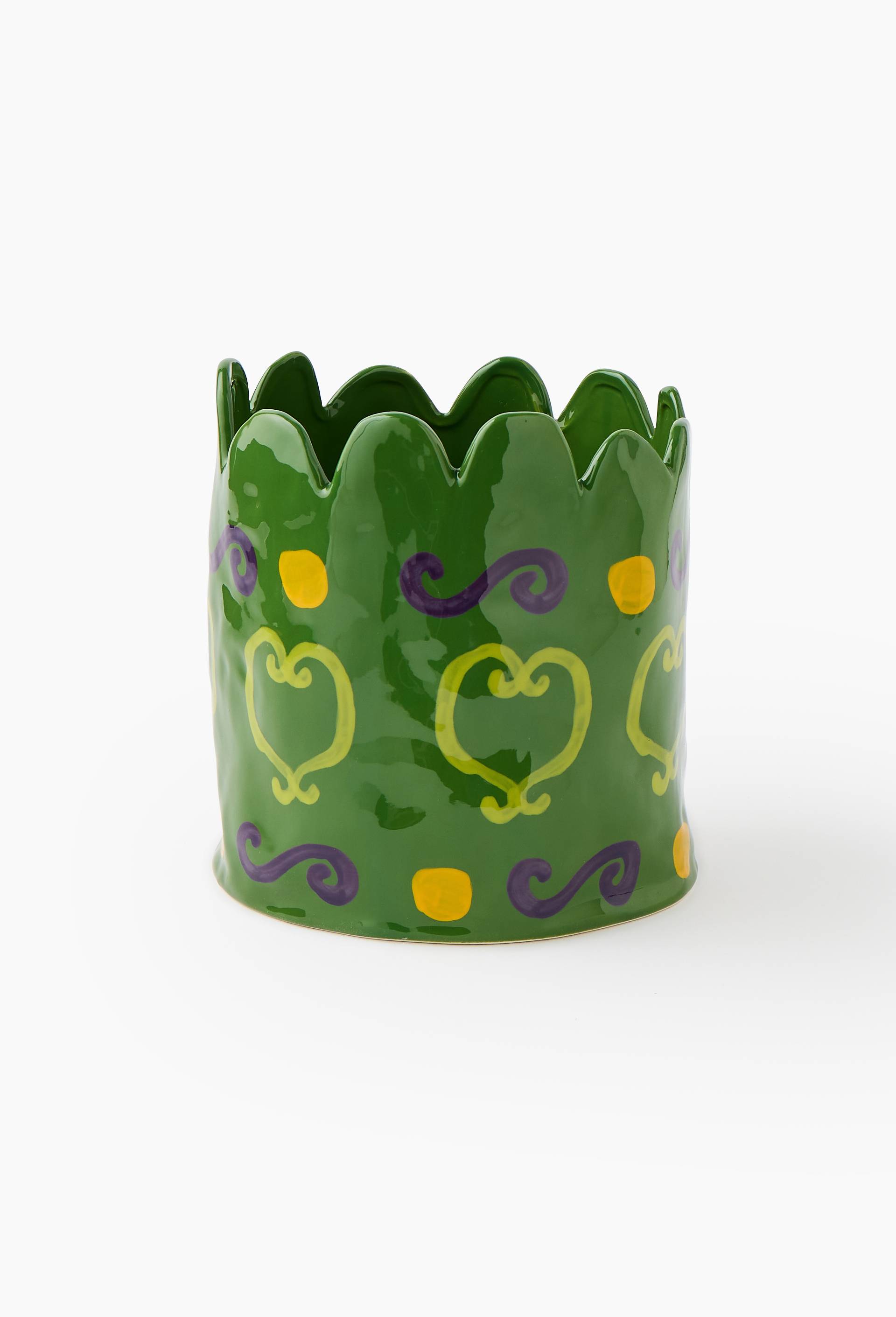 Cache-pot, 22x24cm, en c&eacute;ramique - LES CRAFTIES x MONOPRIX, Vert, large image number 1.0