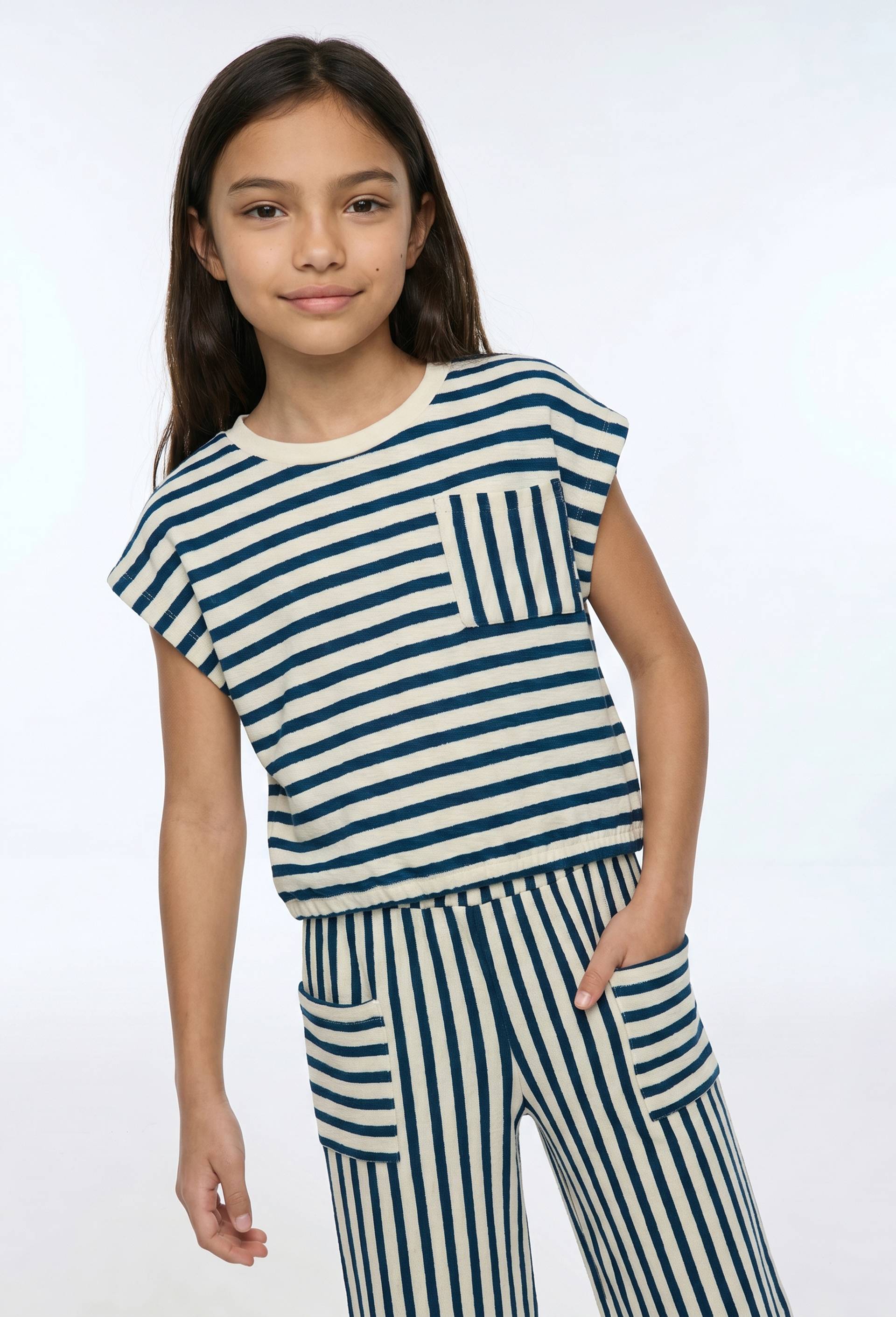 T-shirt ray&eacute; en coton, Bleu, large image number 0