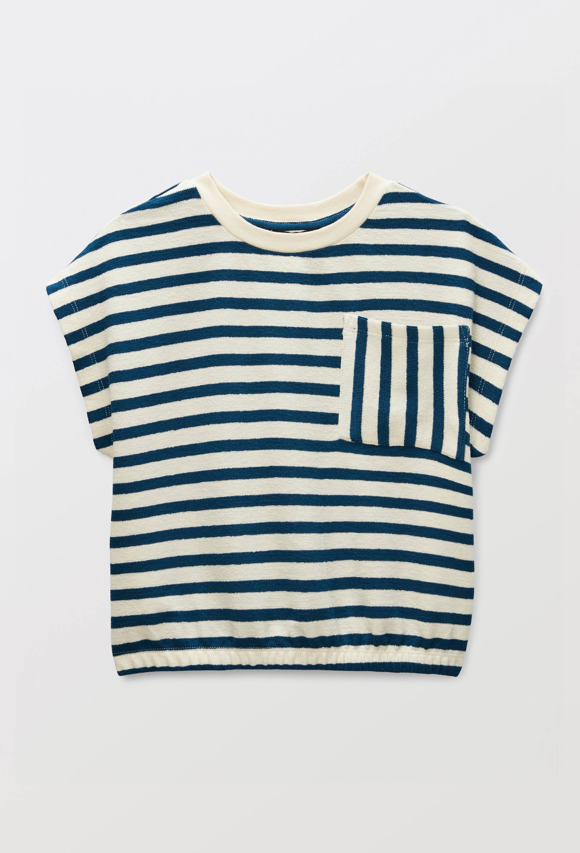 T-shirt ray&eacute; en coton, Bleu, large image number 1