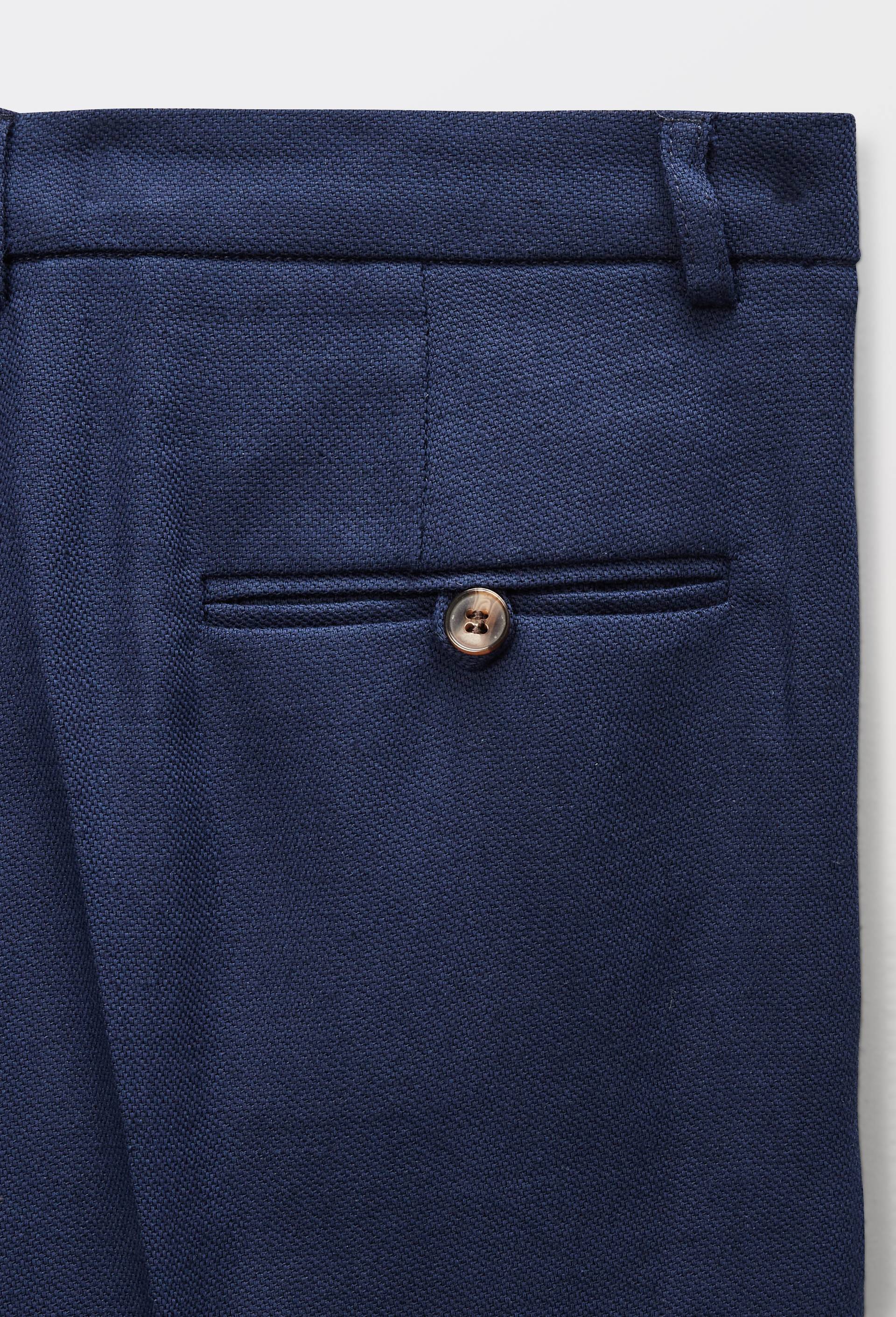 Pantalon fluide en coton et lin &agrave; pinces, Bleu fonc&eacute;, large image number 4