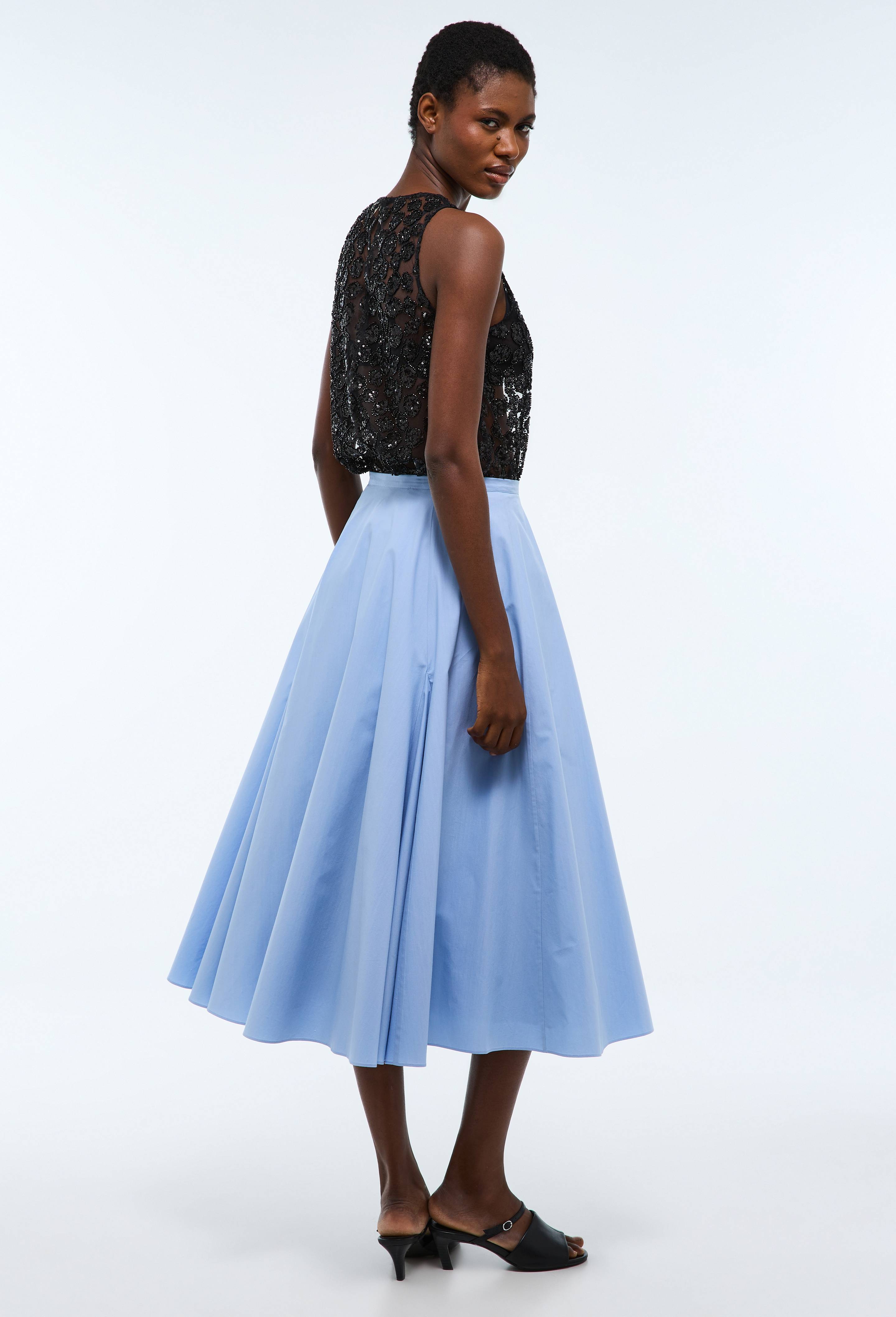 Jupe longue unie, Bleu clair, large