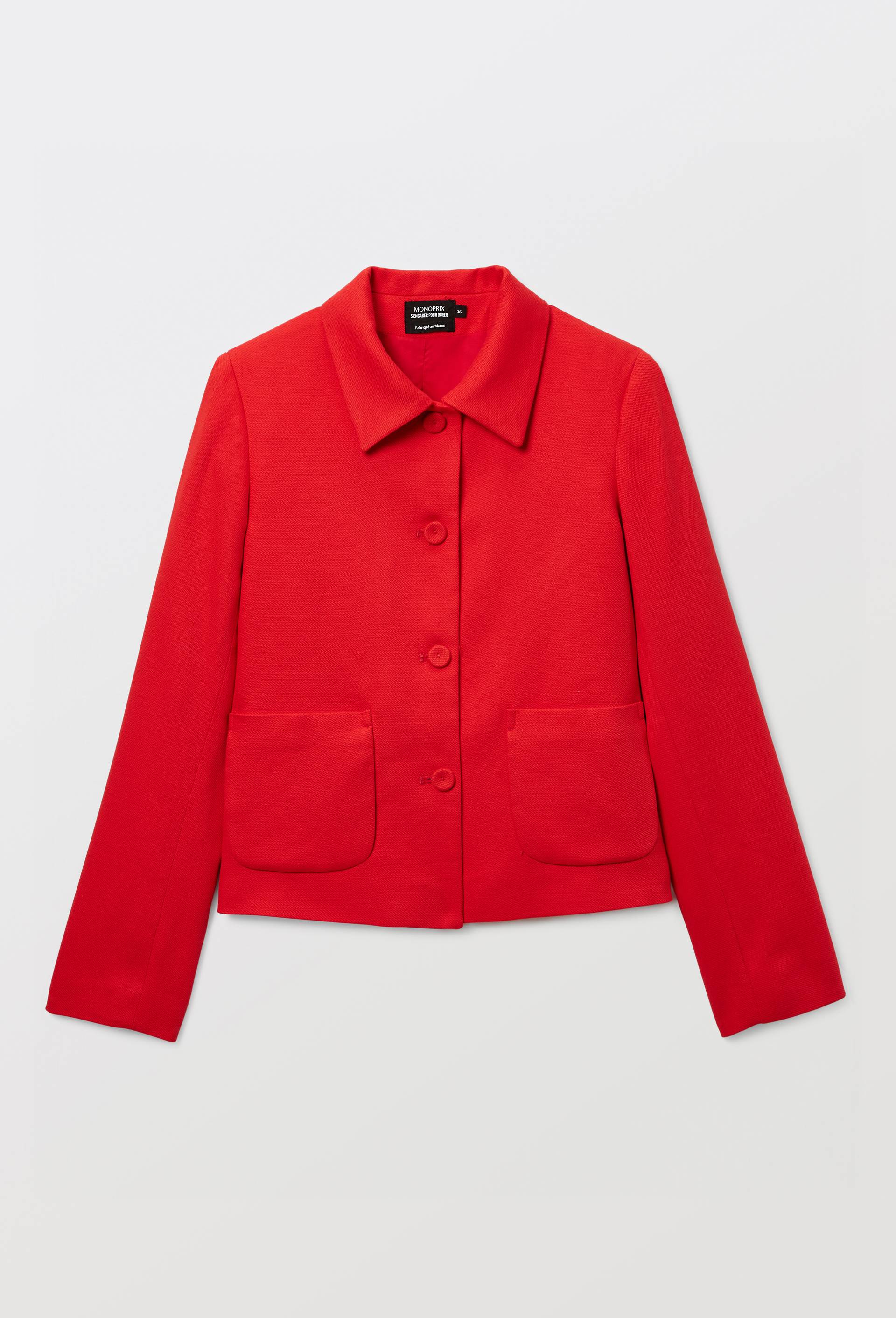 Veste courte contentant du coton et du lin, Rouge, large image number 3