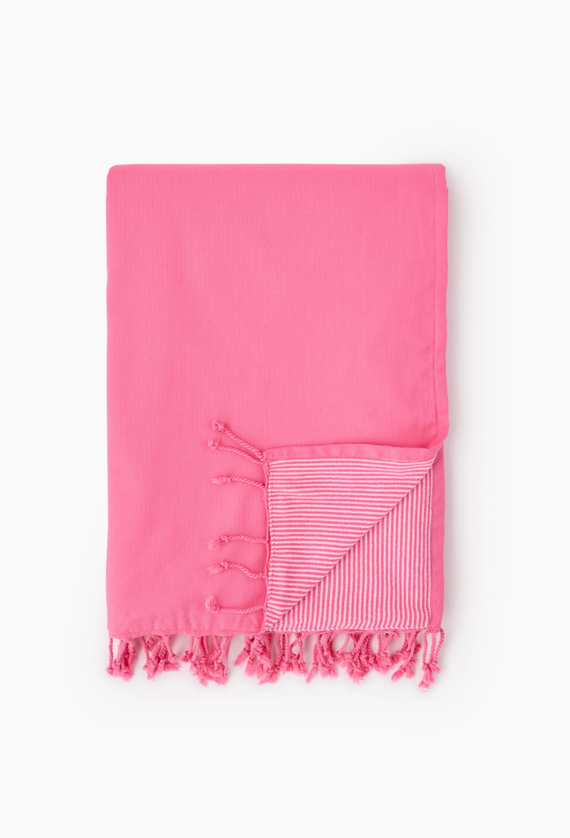 Fouta doubl&eacute;e en gaze de coton, 100x180cm. Ext&eacute;rieur en coton issu de l'agriculture biologique, doublure en &eacute;ponge ray&eacute;e, Rose, swatch image