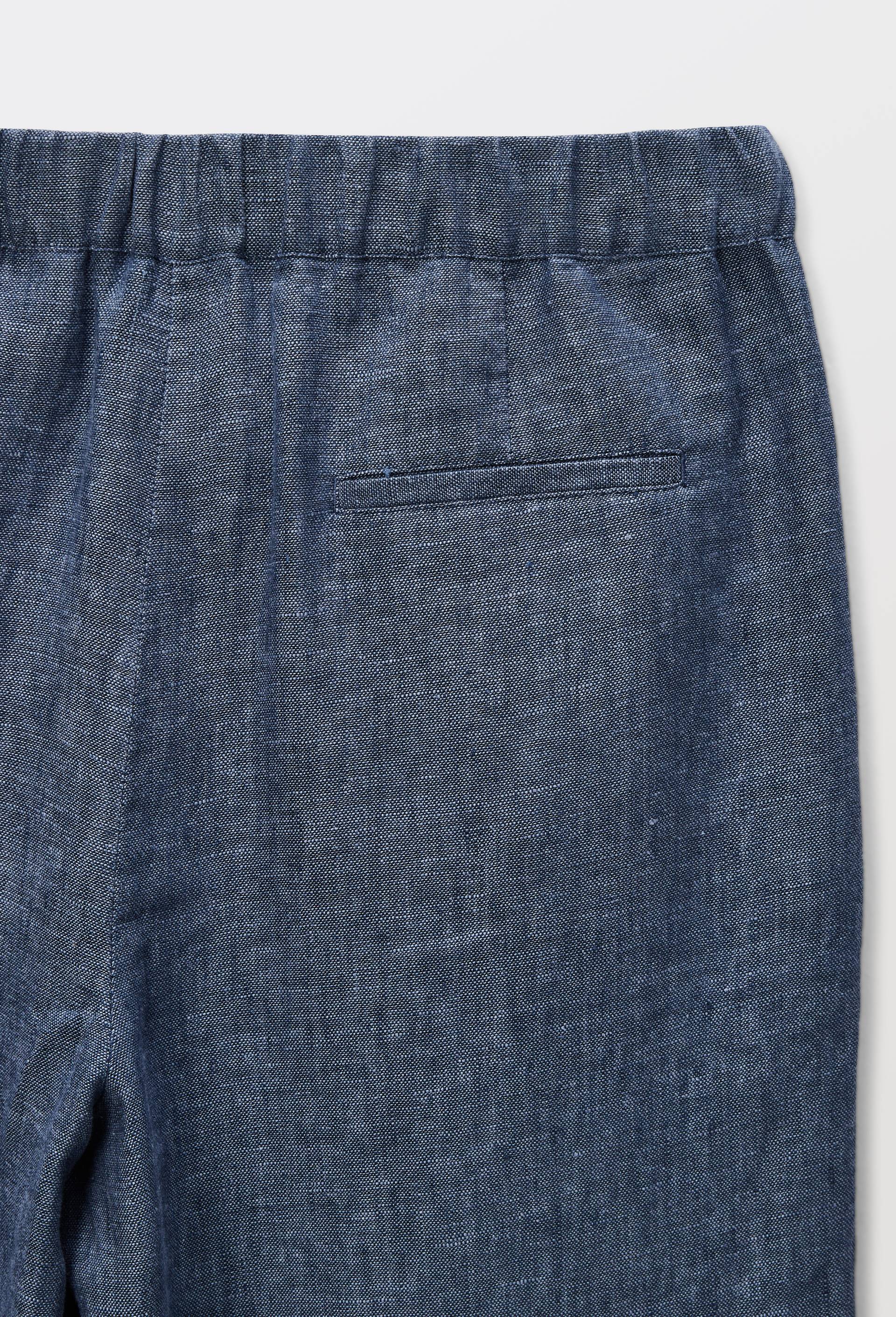 Pantalon en lin &agrave; taille &eacute;lastiqu&eacute;e, Bleu fonc&eacute;, large image number 4.0