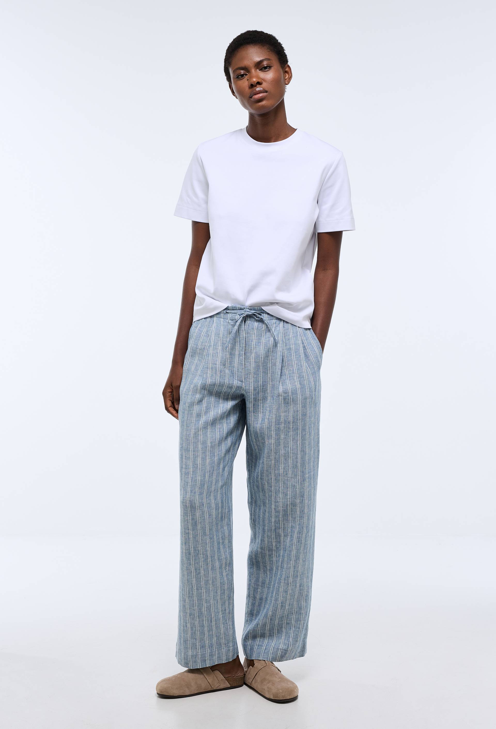 pantalon vichy en coton, Bleu, large image number 0