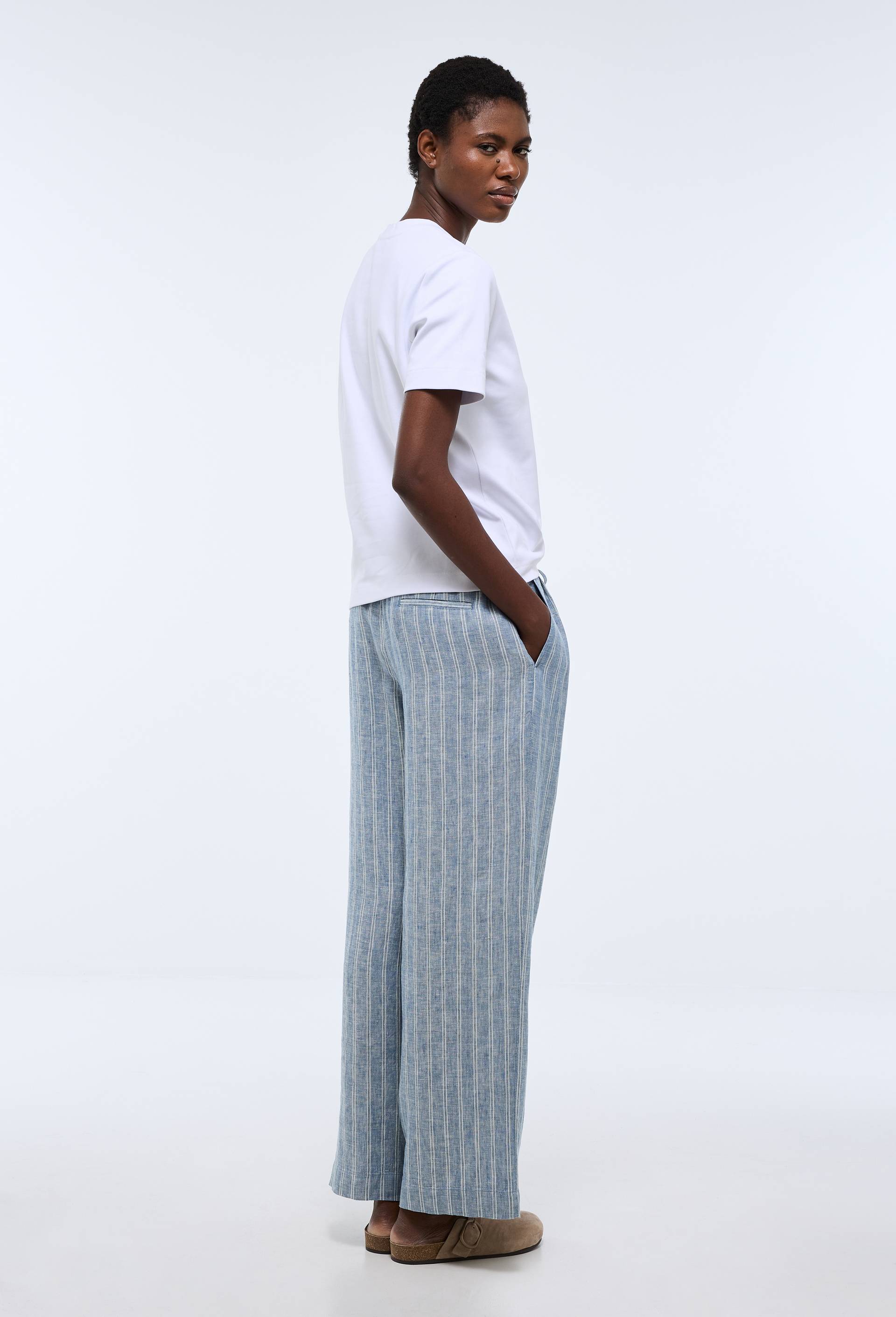 pantalon vichy en coton, Bleu, large image number 1