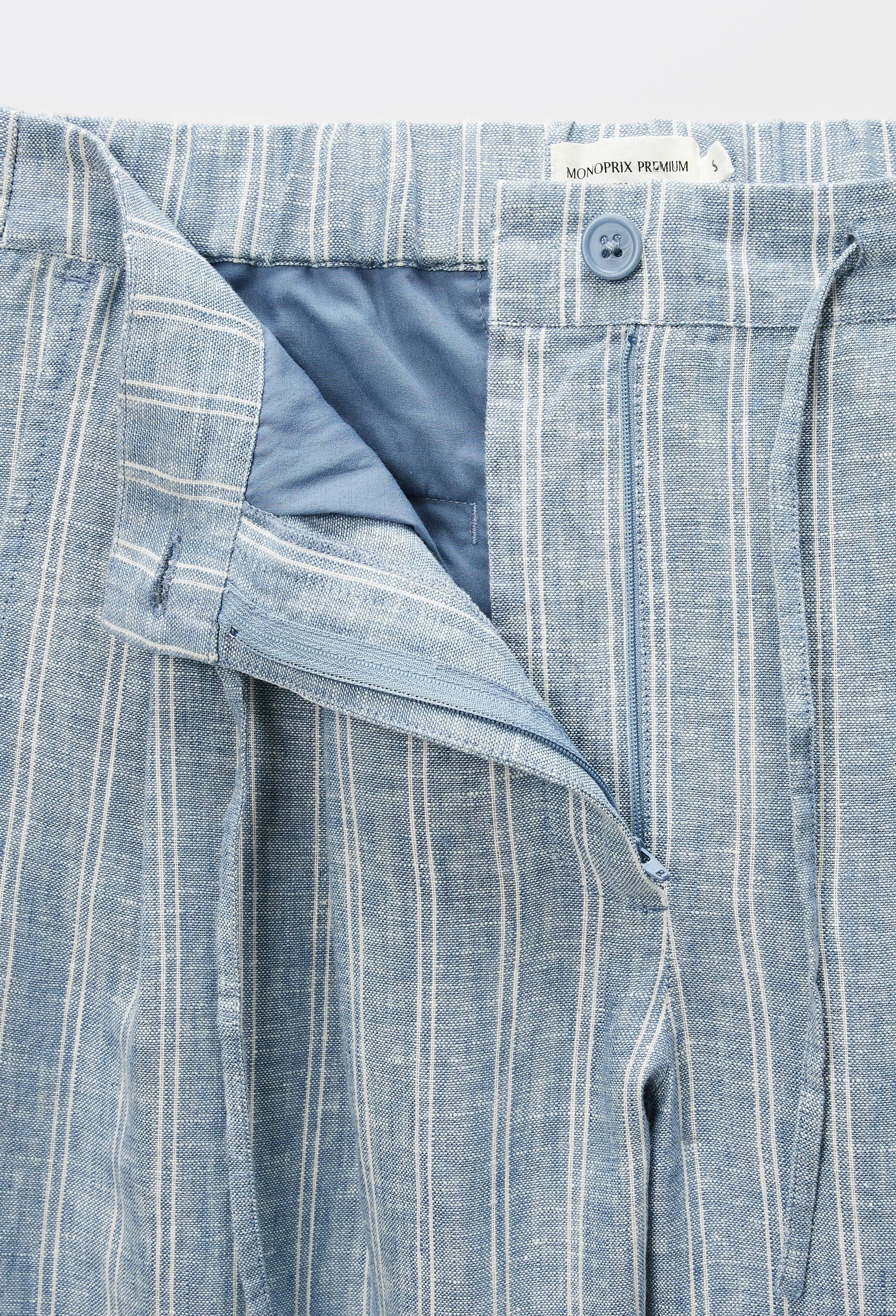 pantalon vichy en coton, Bleu, large image number 3.0