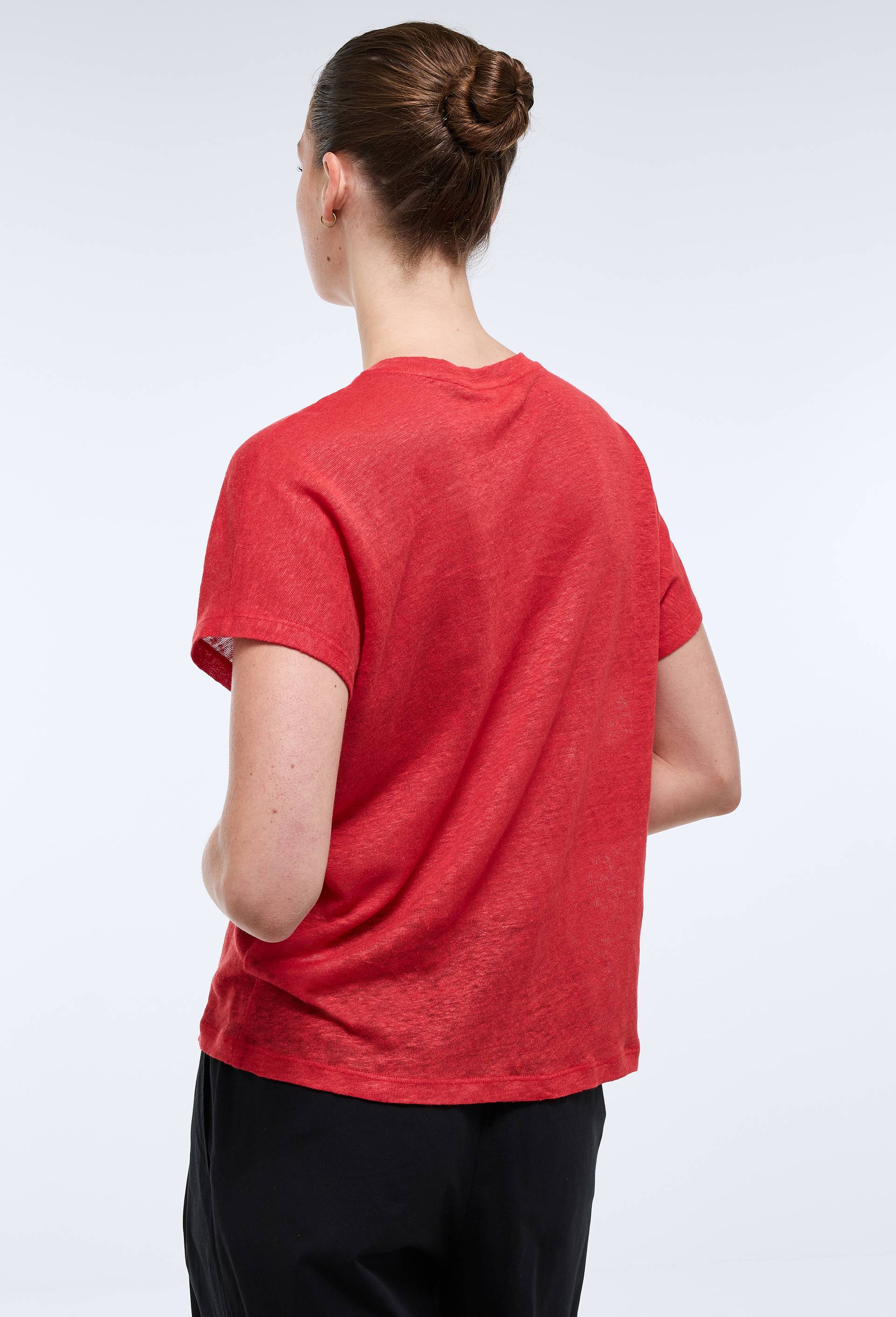 T-shirt &agrave; manches courtes uni, Rouge, large image number 1