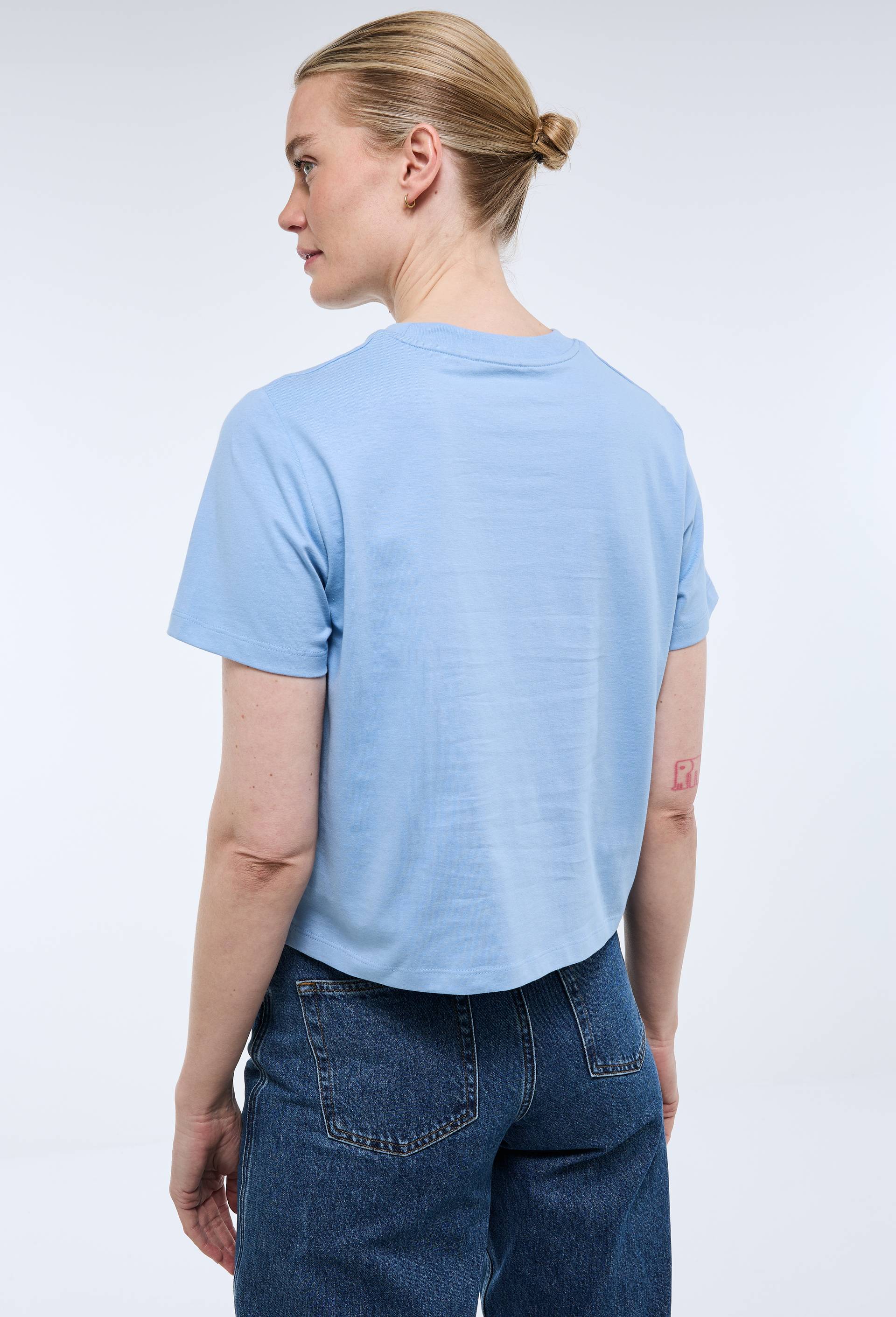 T-shirt manches courtes uni en coton BIO GOTS, Bleu, large image number 1