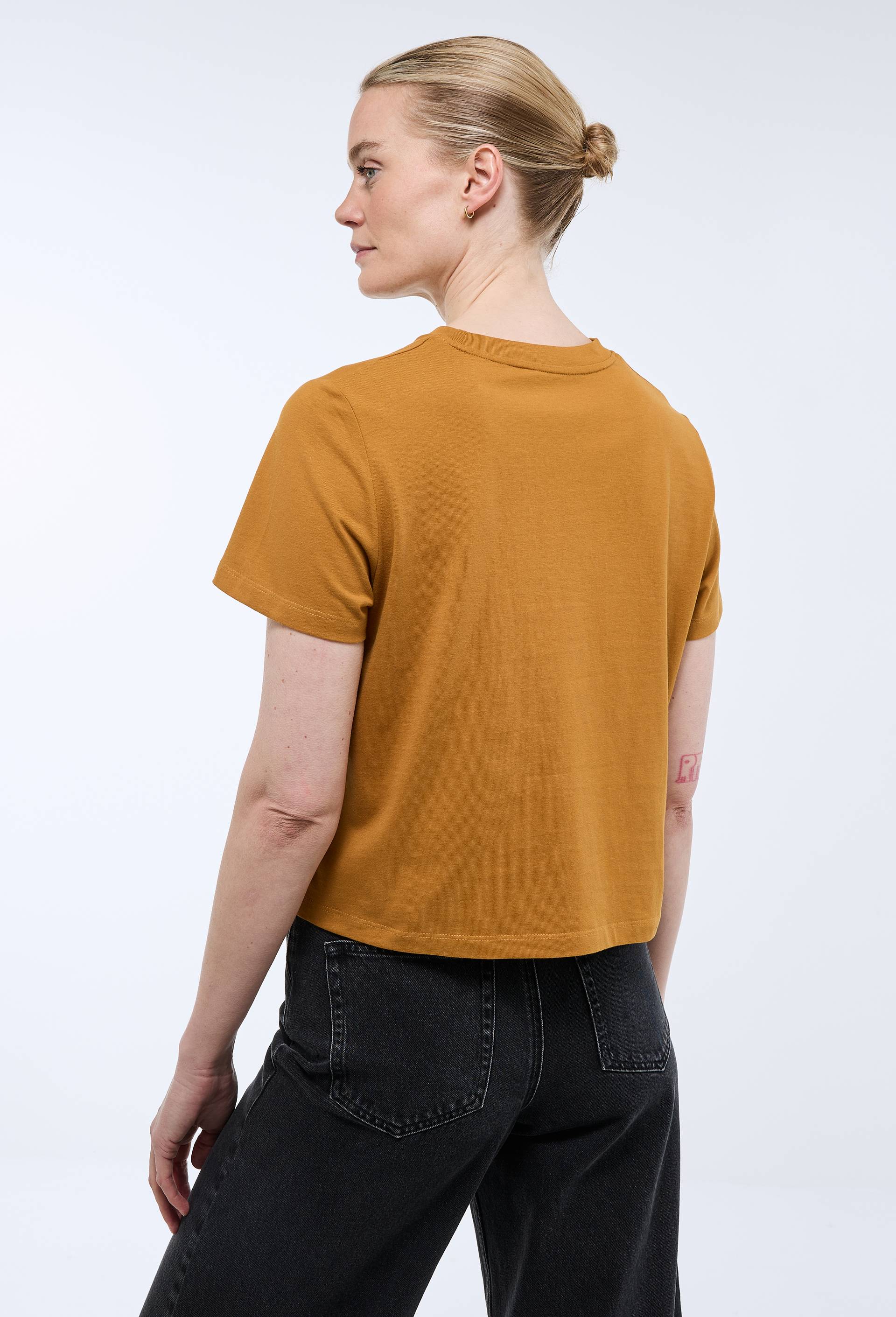 T-shirt manches courtes uni en coton BIO GOTS, Brun clair, large image number 1.0