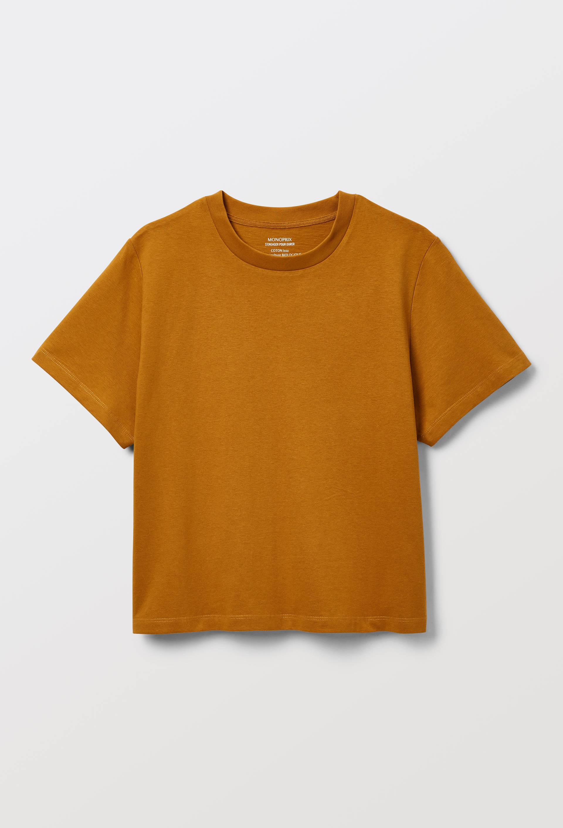 T-shirt manches courtes uni en coton BIO GOTS, Brun clair, large image number 2