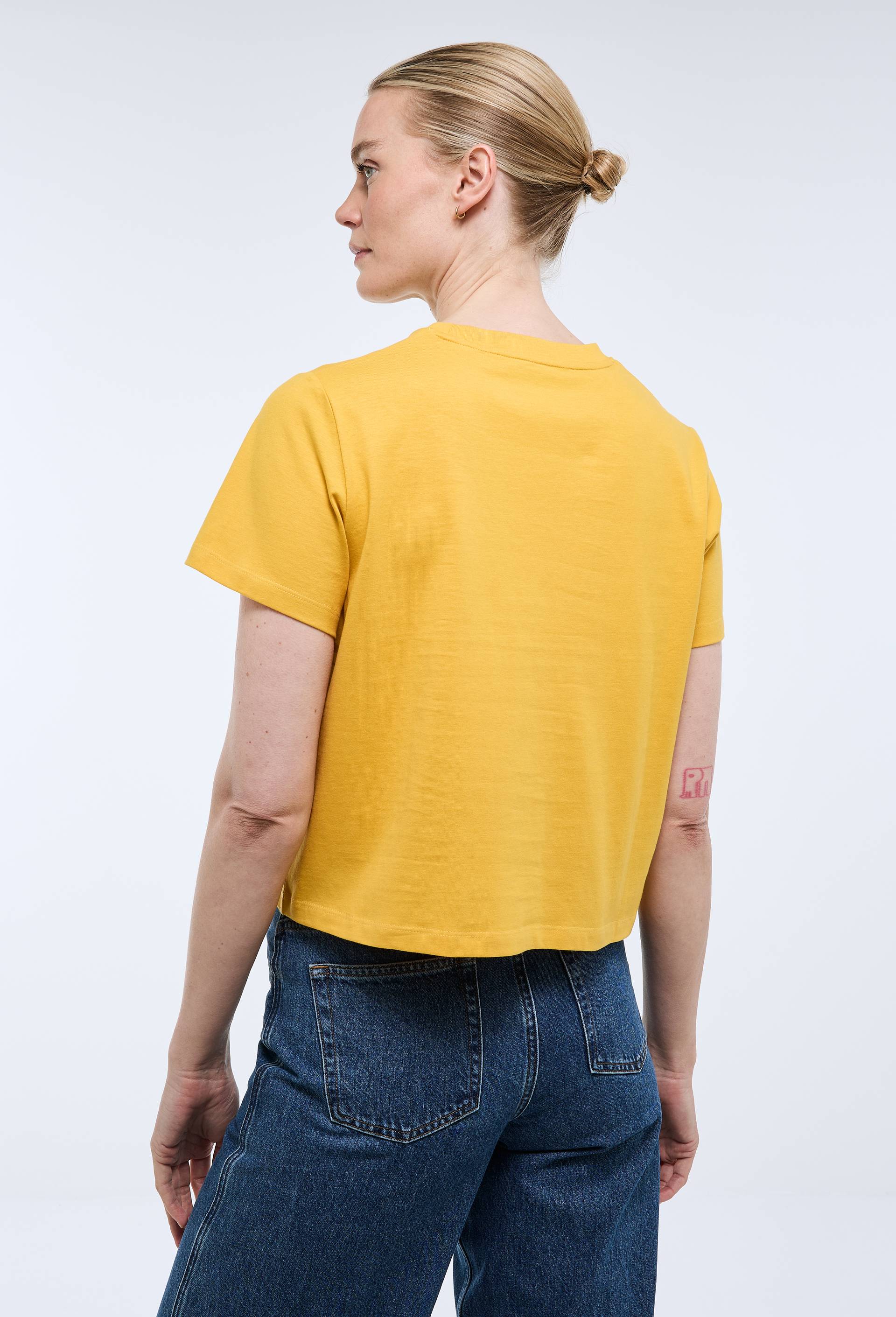 T-shirt manches courtes uni en coton BIO GOTS, Jaune, large image number 1.0
