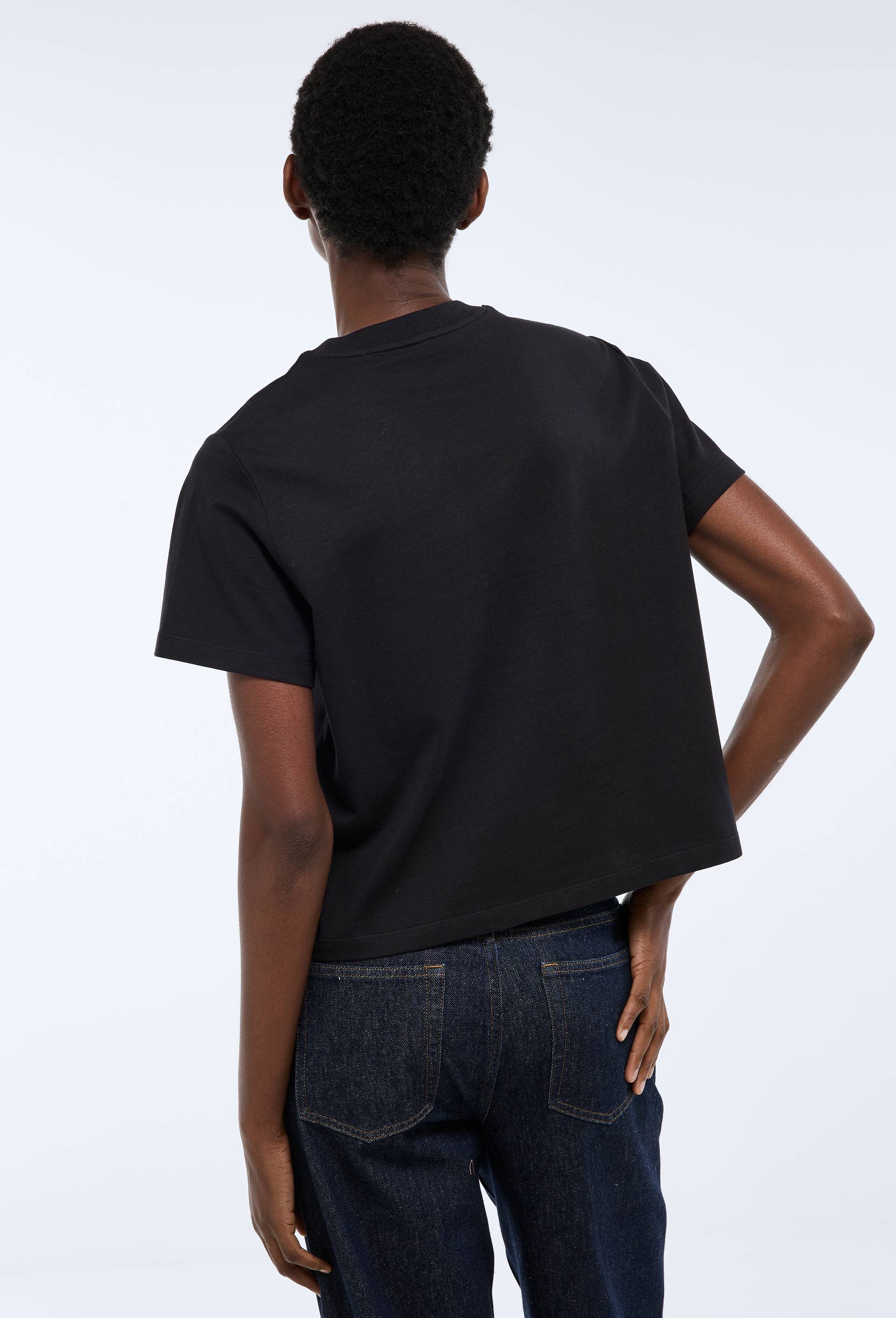 T-shirt manches courtes uni en coton BIO GOTS, Noir, large image number 1.0