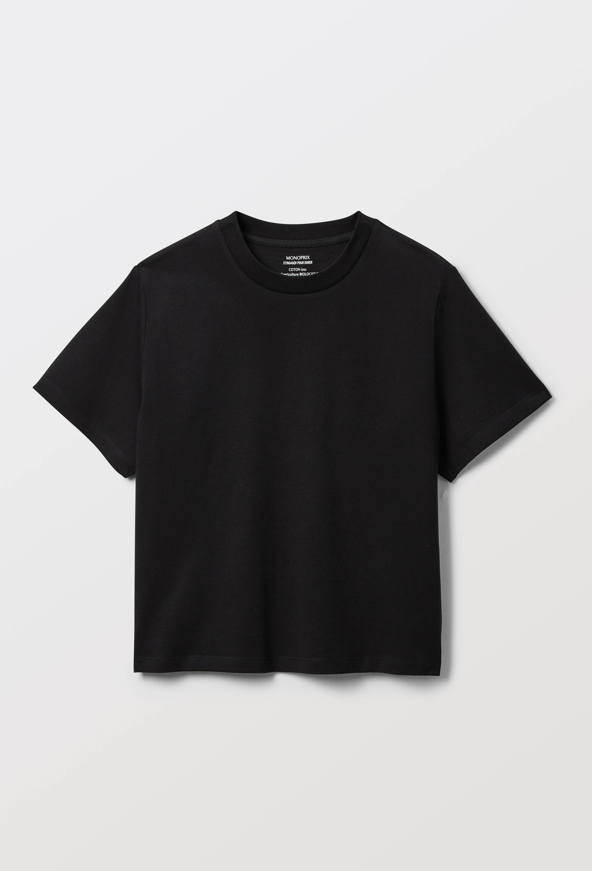 T-shirt manches courtes uni en coton BIO GOTS, Noir, large image number 2