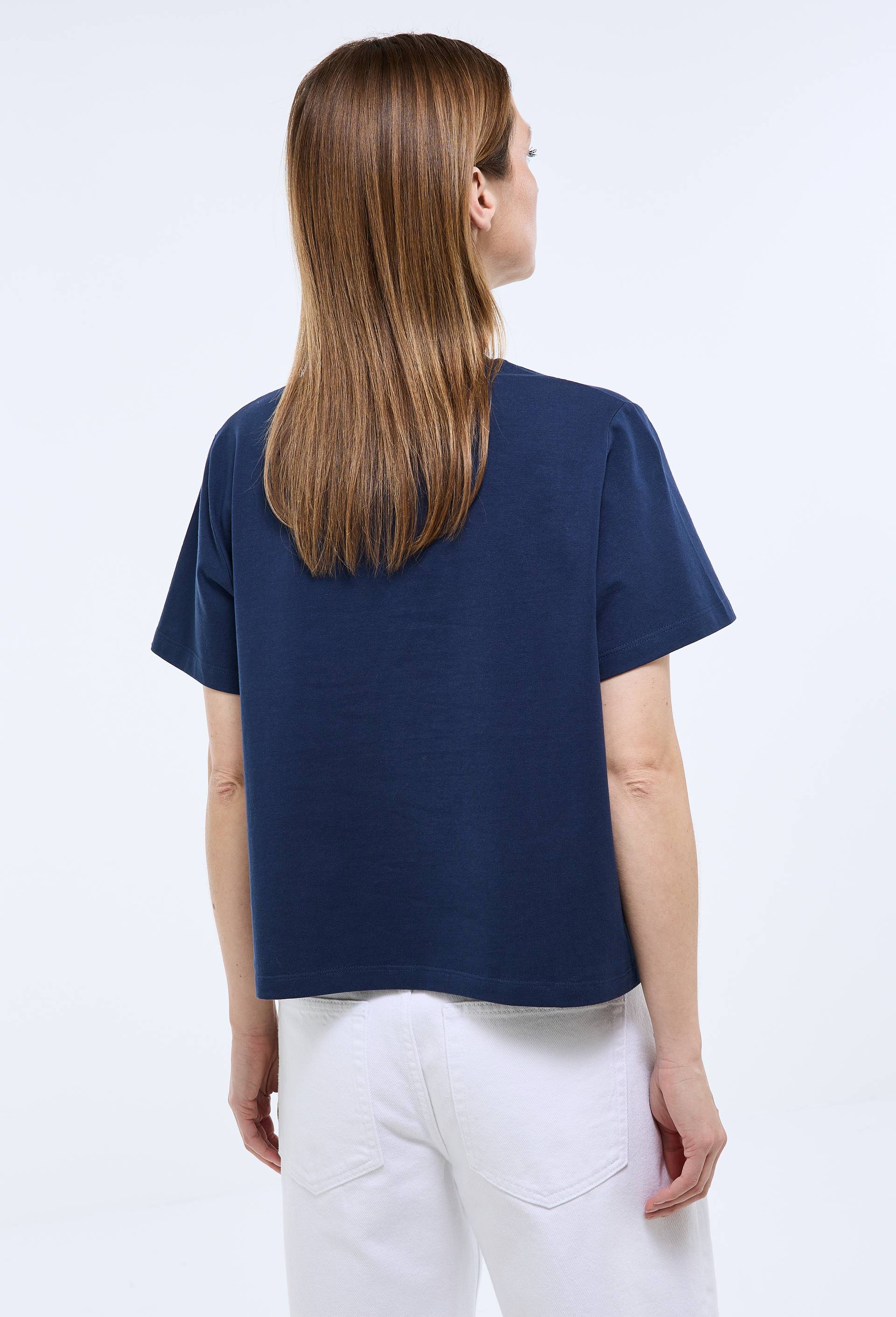 T-shirt manches courtes uni en coton BIO GOTS, Bleu fonc&eacute;, large image number 1