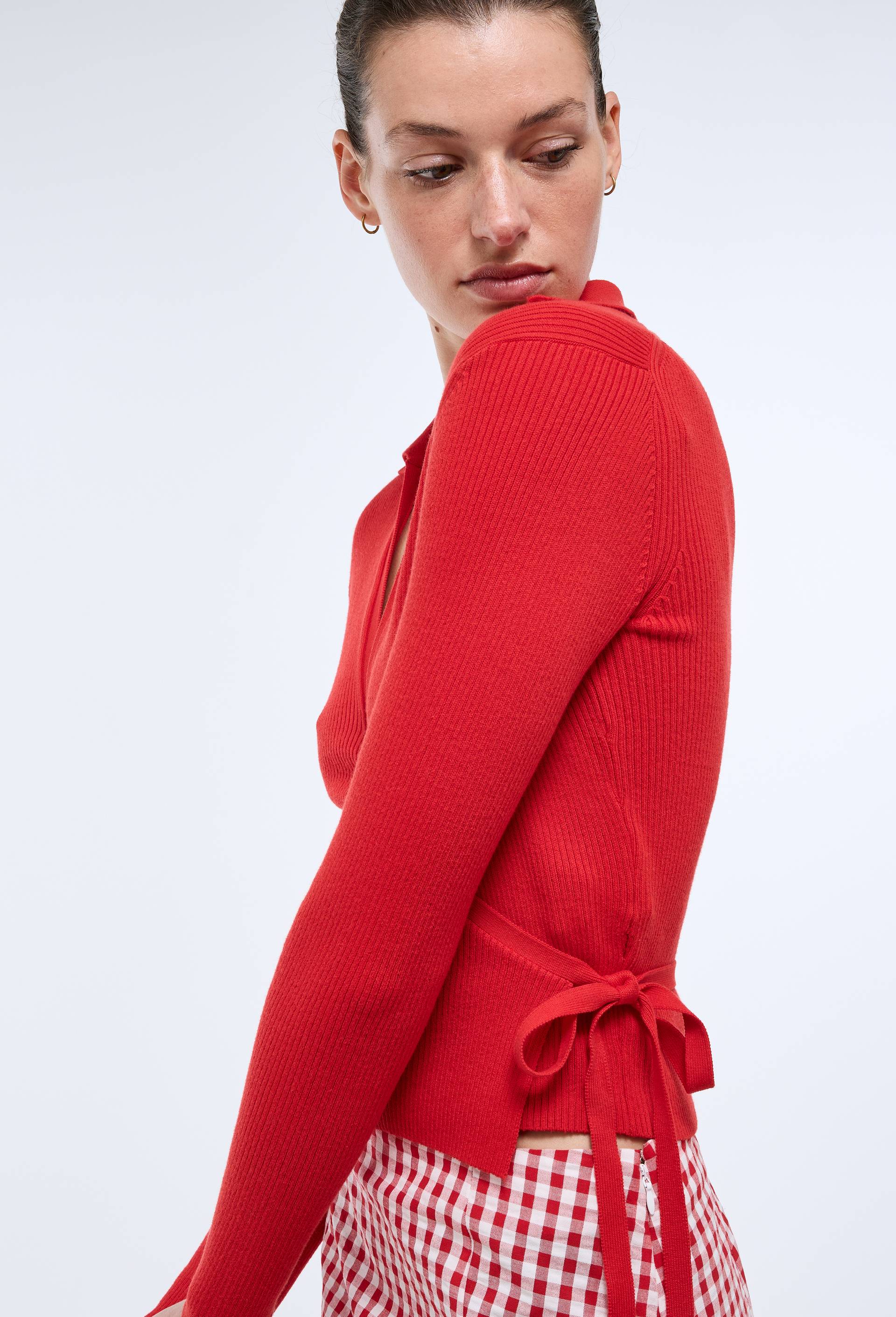 Cardigan en maille coton, Rouge, large image number 2