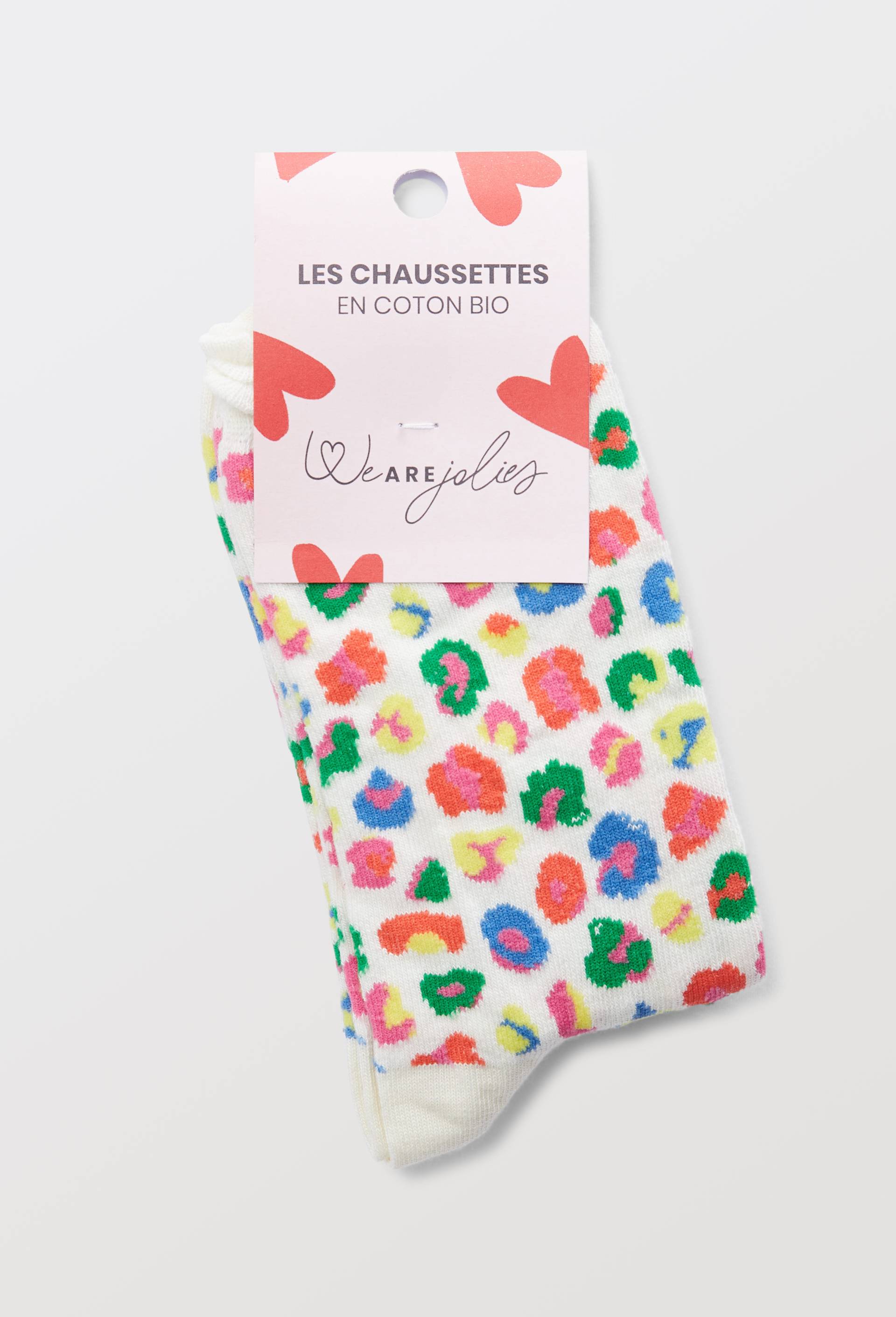 Chaussettes fantaisies en coton bio WE ARE JOLIES, Ecru, large image number 2