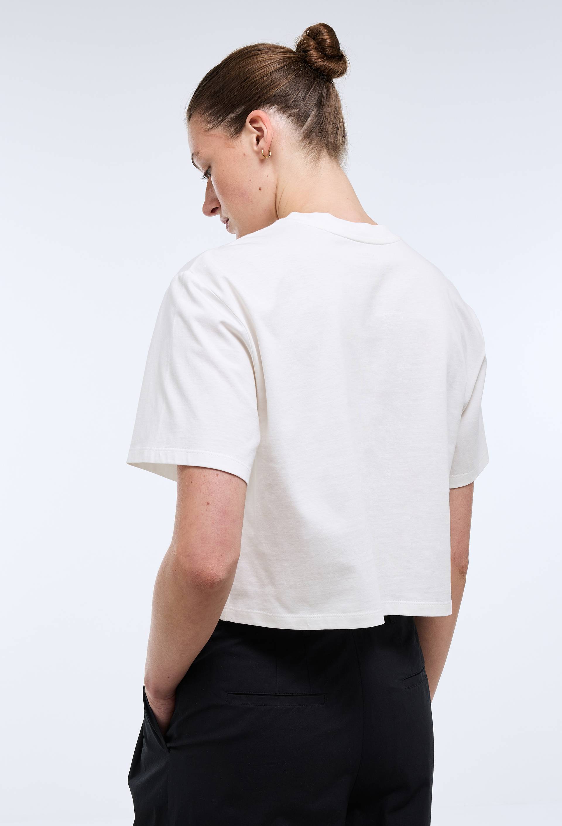 T-shirt manches courtes imprim&eacute; en coton BIO, Ecru, large image number 1