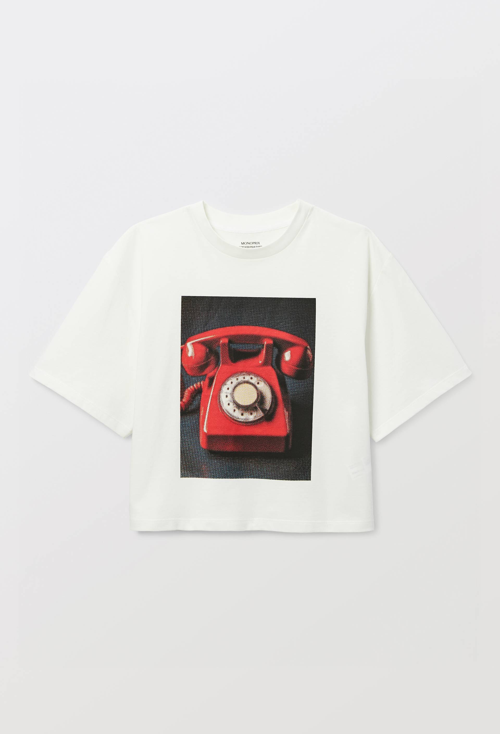 T-shirt manches courtes imprim&eacute; en coton BIO, Ecru, large image number 2.0