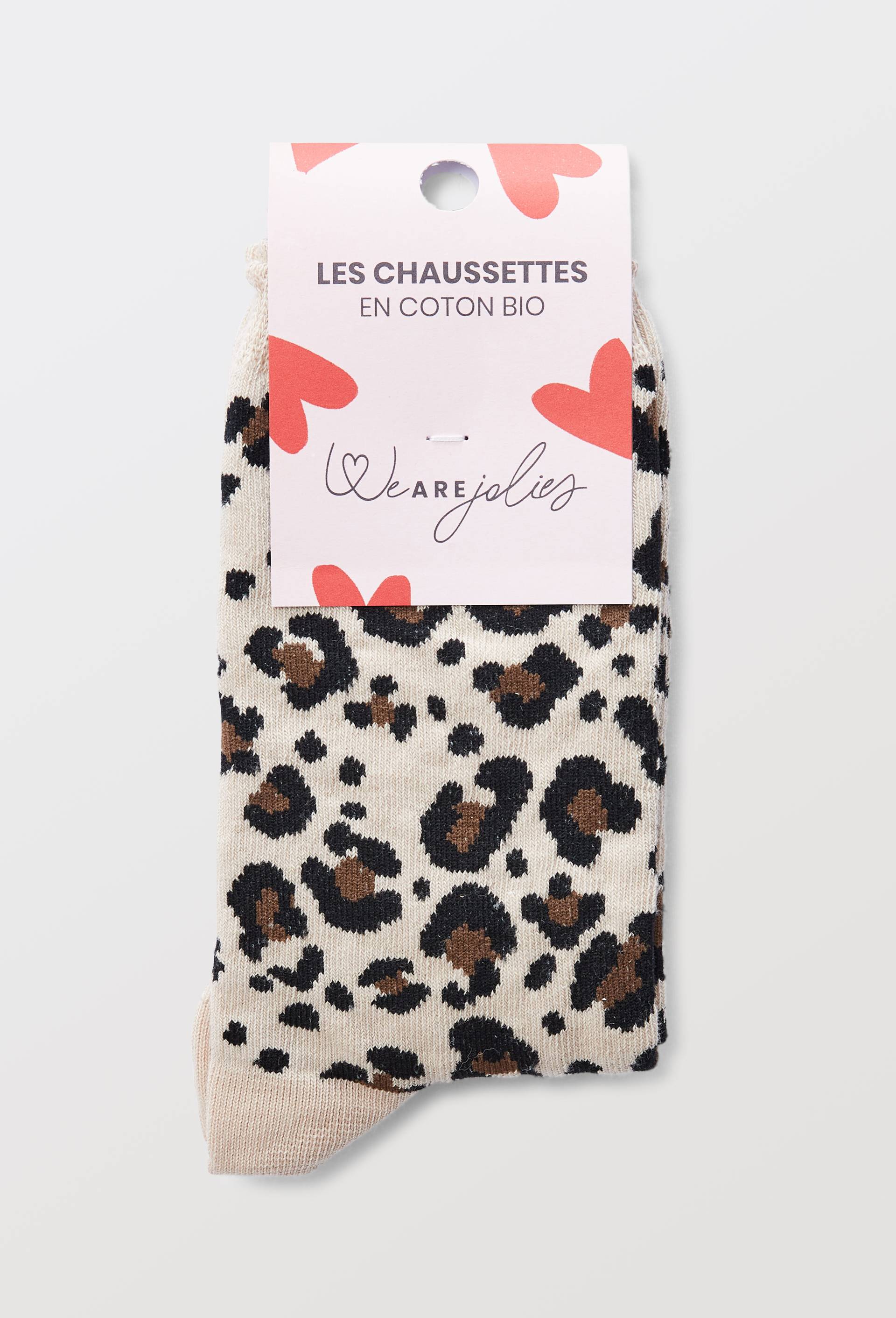 Chaussettes fantaisies en coton bio WE ARE JOLIES, Brun clair, large image number 2.0