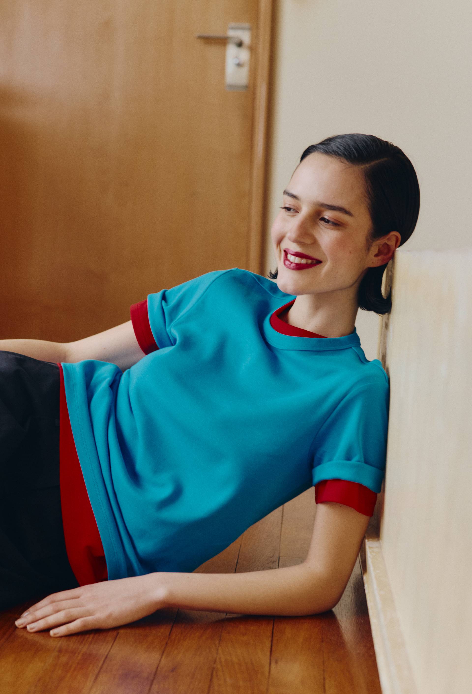 T-shirt manches courtes &eacute;pais en coton BIO GOTS, Bleu, swatch image