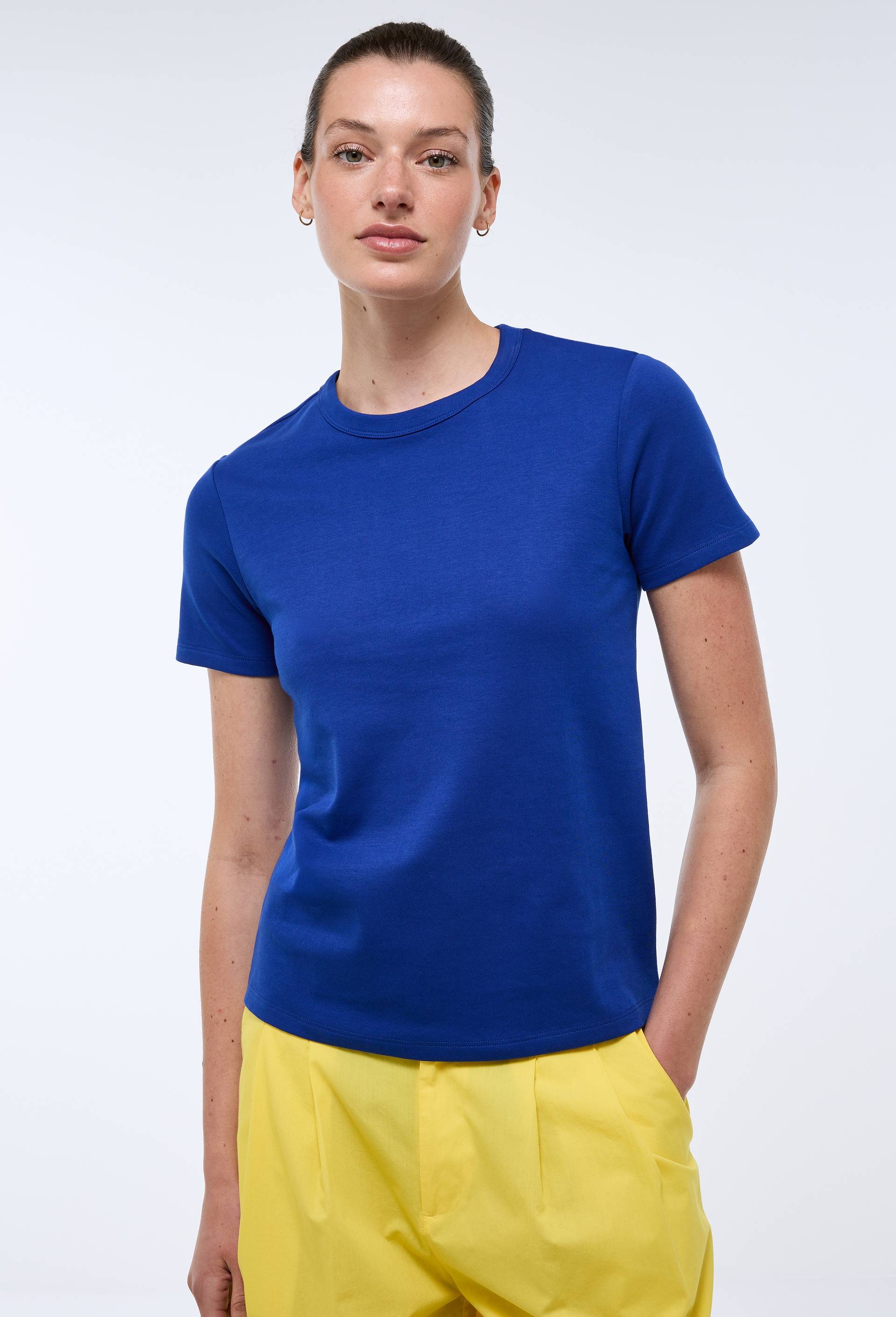 T-shirt manches courtes &eacute;pais en coton BIO GOTS, Bleu, swatch image