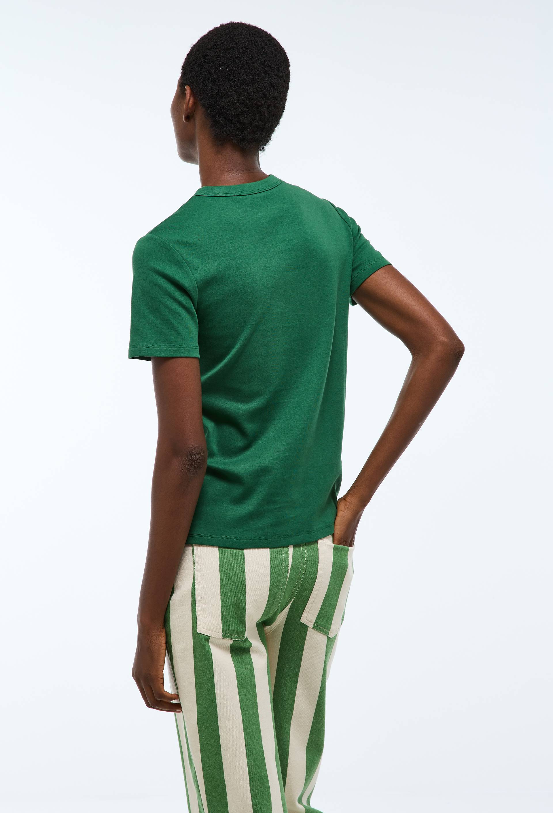 T-shirt manches courtes &eacute;pais en coton BIO GOTS, Vert fonc&eacute;, large image number 1.0