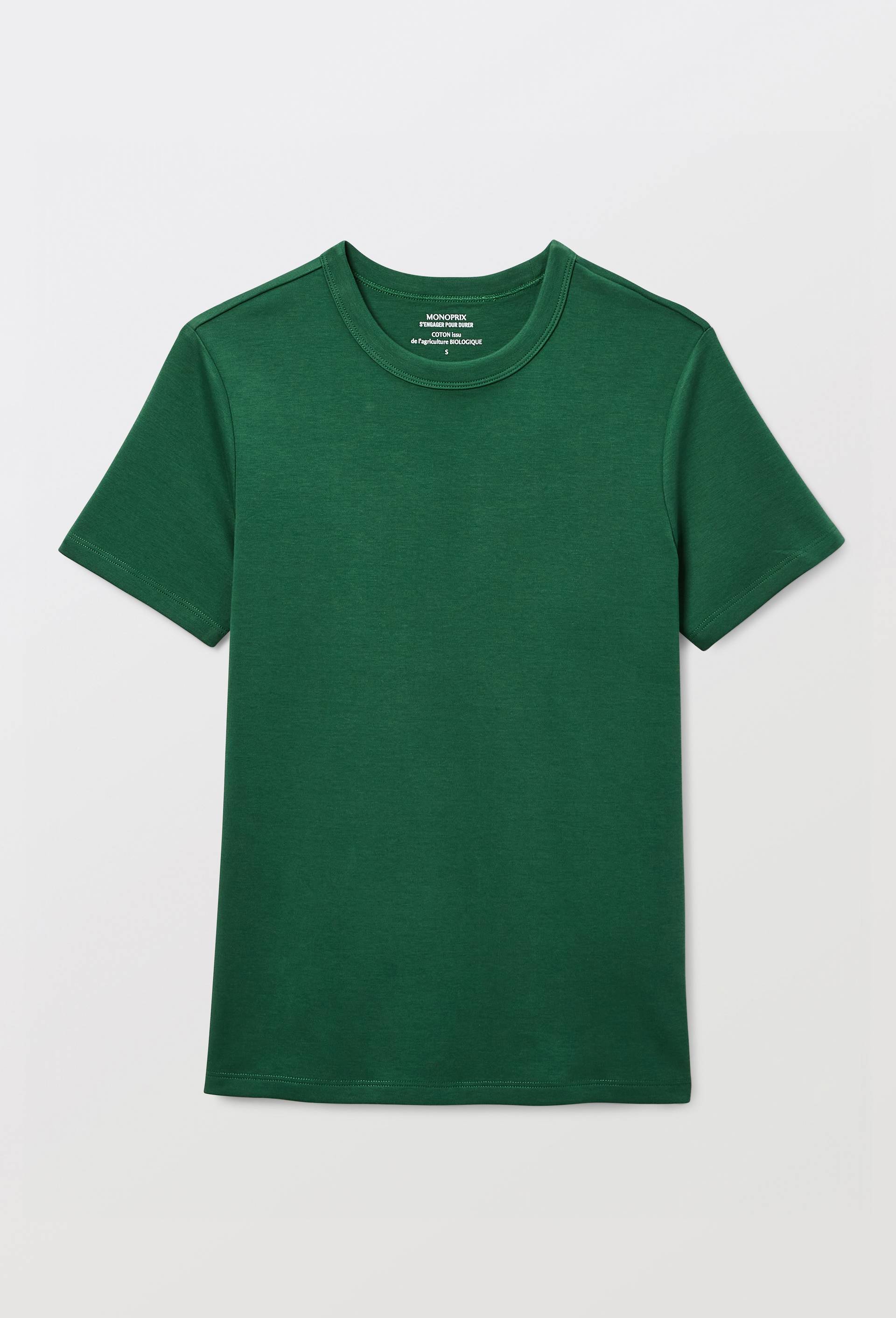 T-shirt manches courtes &eacute;pais en coton BIO GOTS, Vert fonc&eacute;, large image number 2