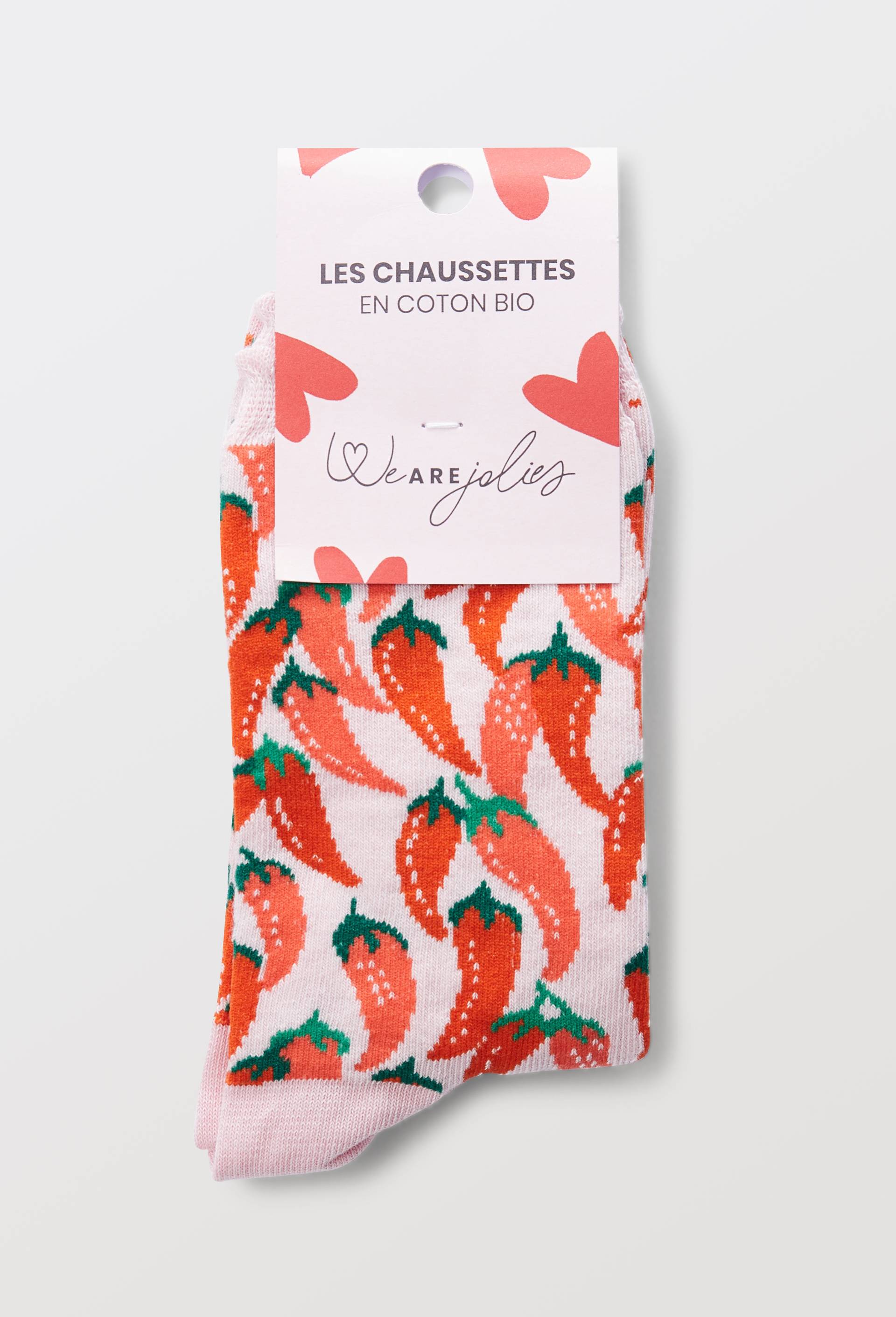 Chaussettes fantaisies en coton bio WE ARE JOLIES, Rose, large image number 2.0